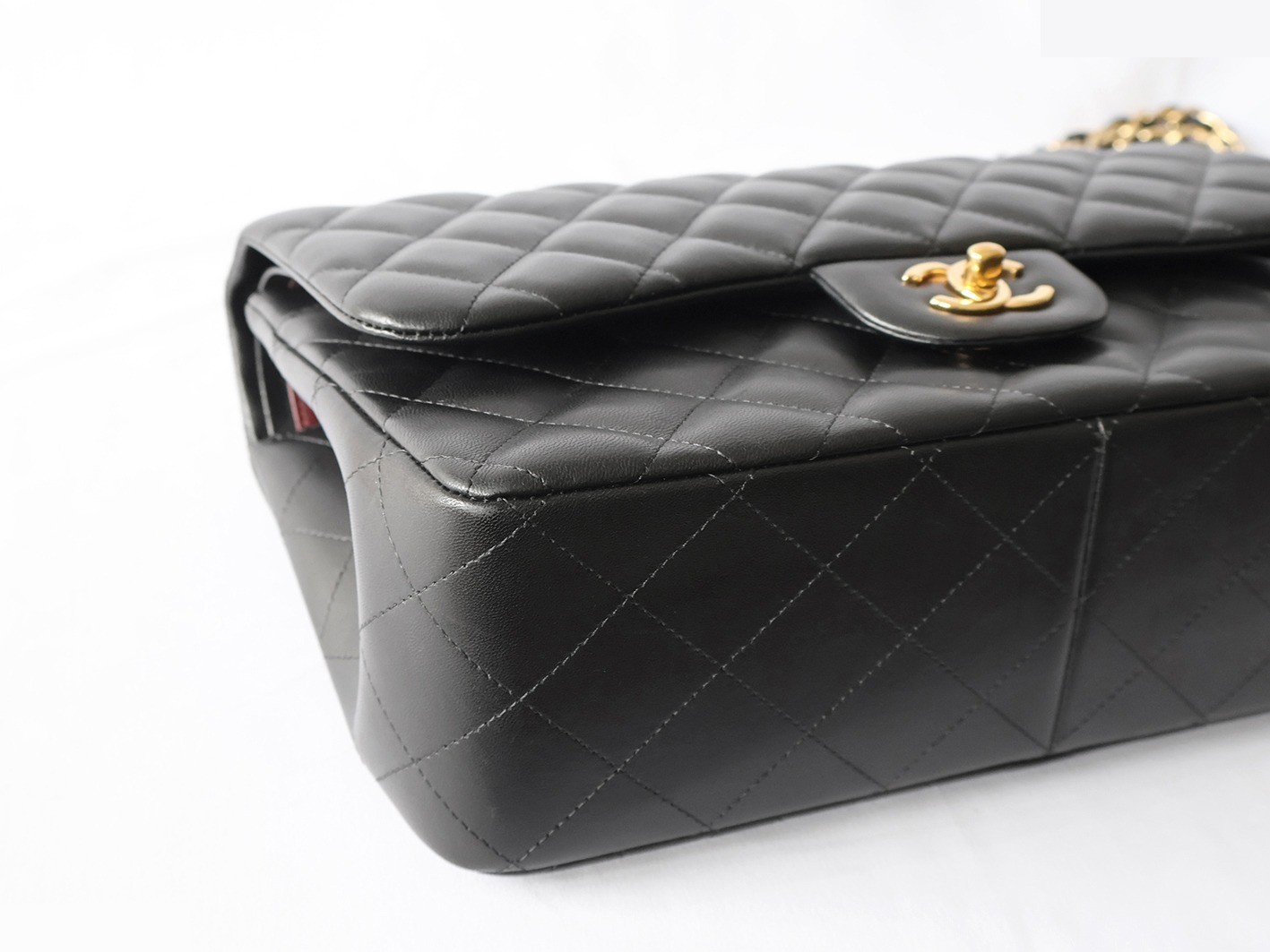 Large Matelassé 30 Lambskin Double Flap Double Chain Shoulder Bag, Black — view 3