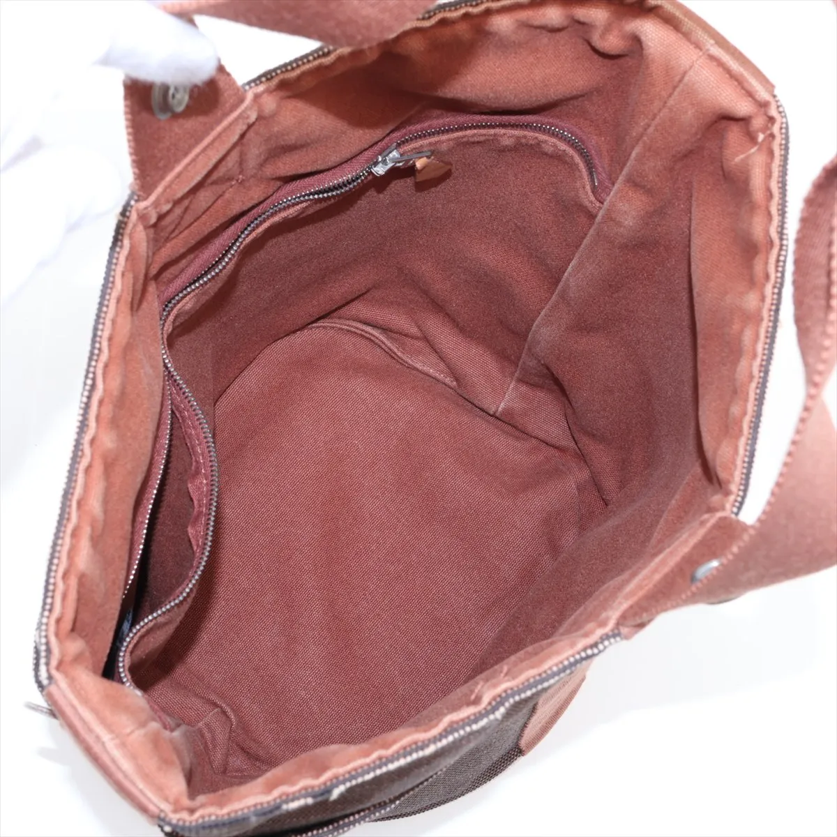 Saxo MM Canvas Brown Silver Hardware — view 7
