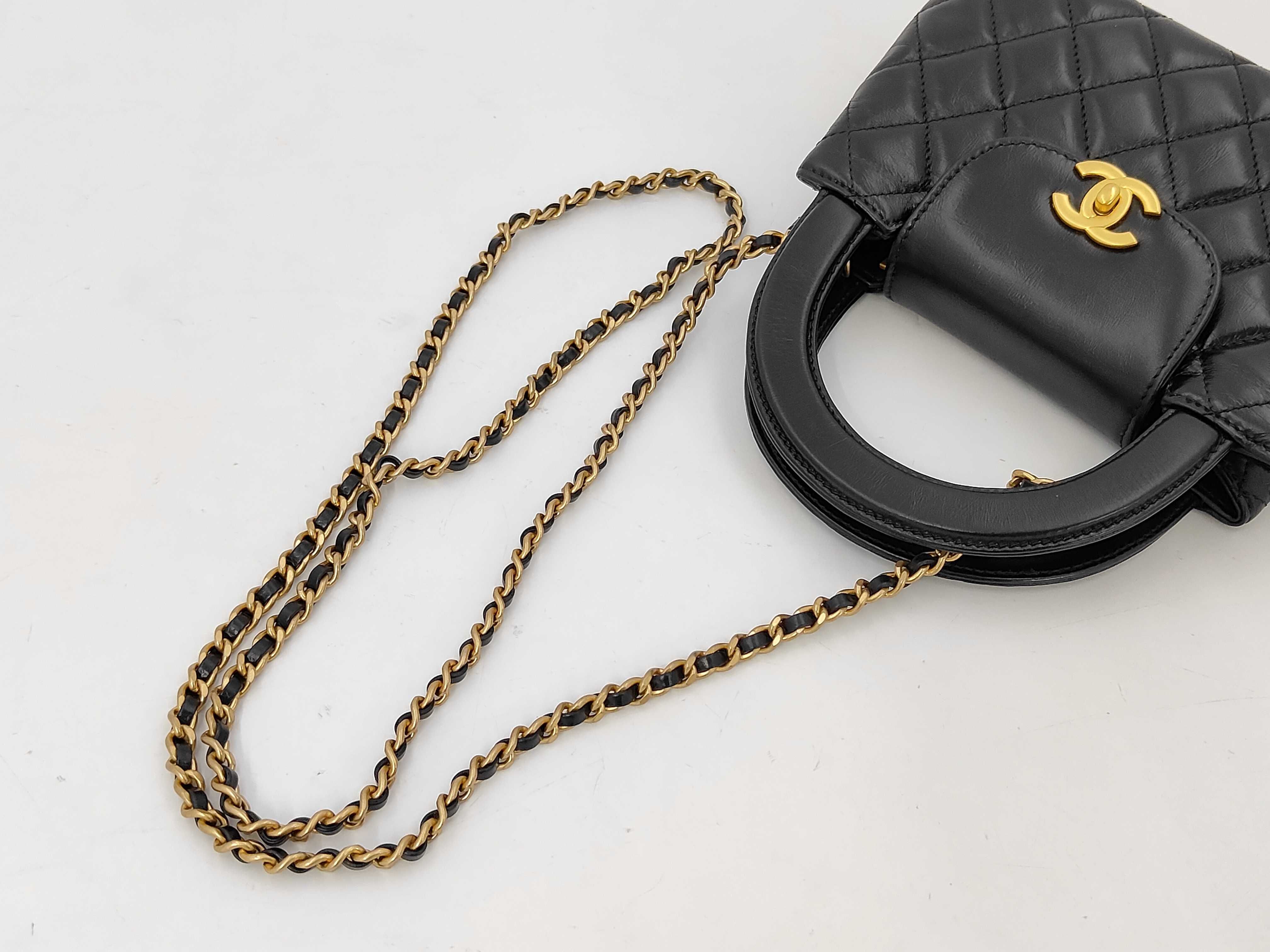 2-Way Chain Shoulder Bag, Calfskin, Black GP Shoulder Bag — view 5