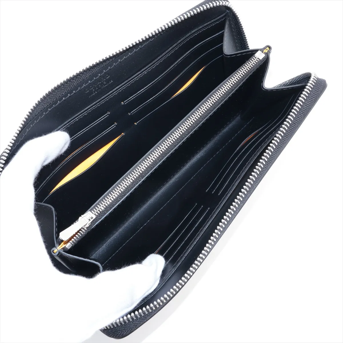 Herringbone Matignon PVC x Leather Round Zip Wallet Black — view 3