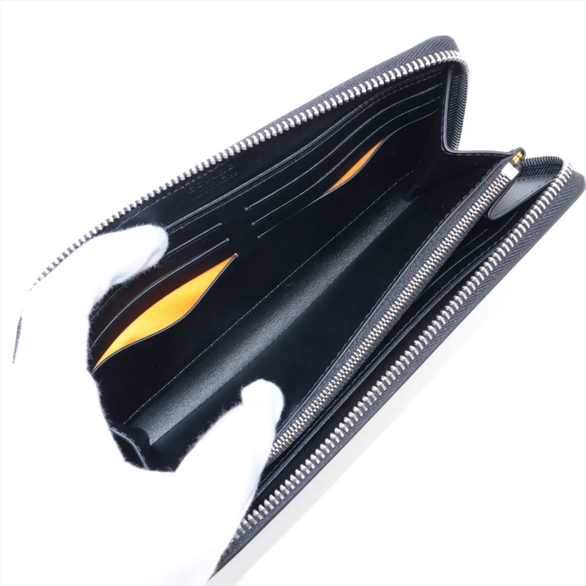 Herringbone Matignon PVC x Leather Round Zip Wallet Black — view 4