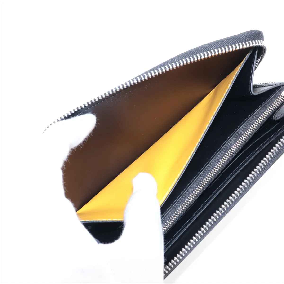 Herringbone Matignon PVC x Leather Round Zip Wallet Black — view 5