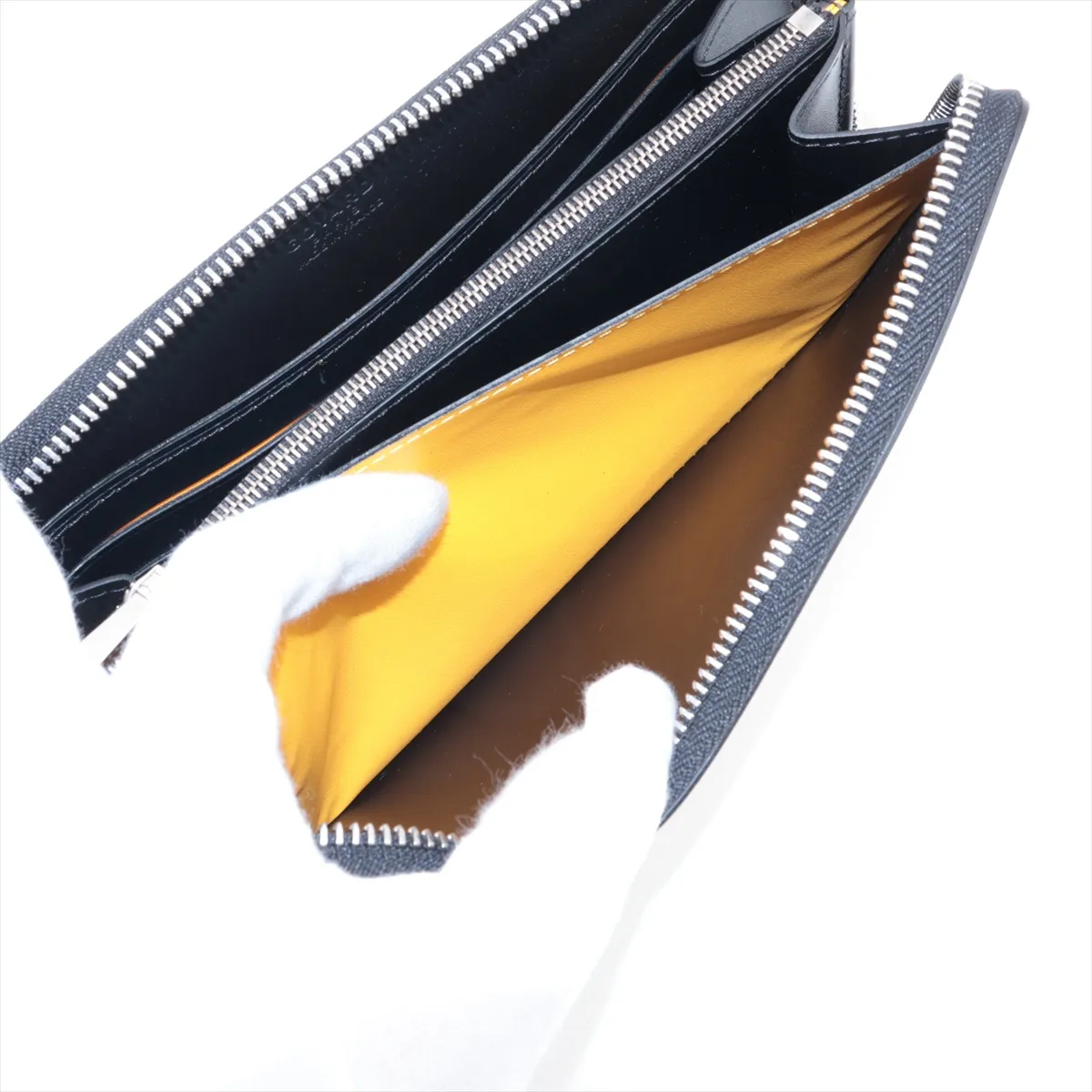 Herringbone Matignon PVC x Leather Round Zip Wallet Black — view 6