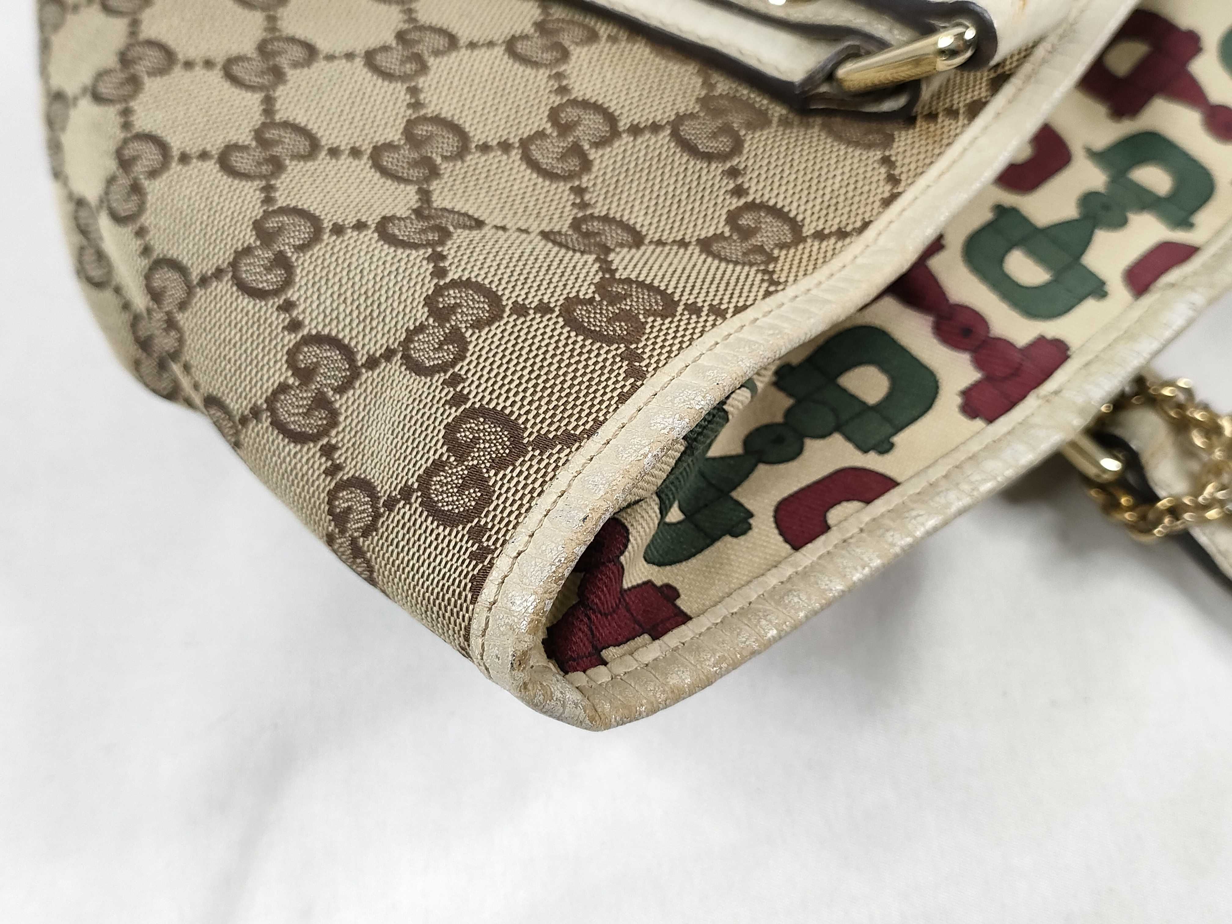 GG Canvas Tote Bag, Canvas Sherry Line, White Tote Bag — view 13