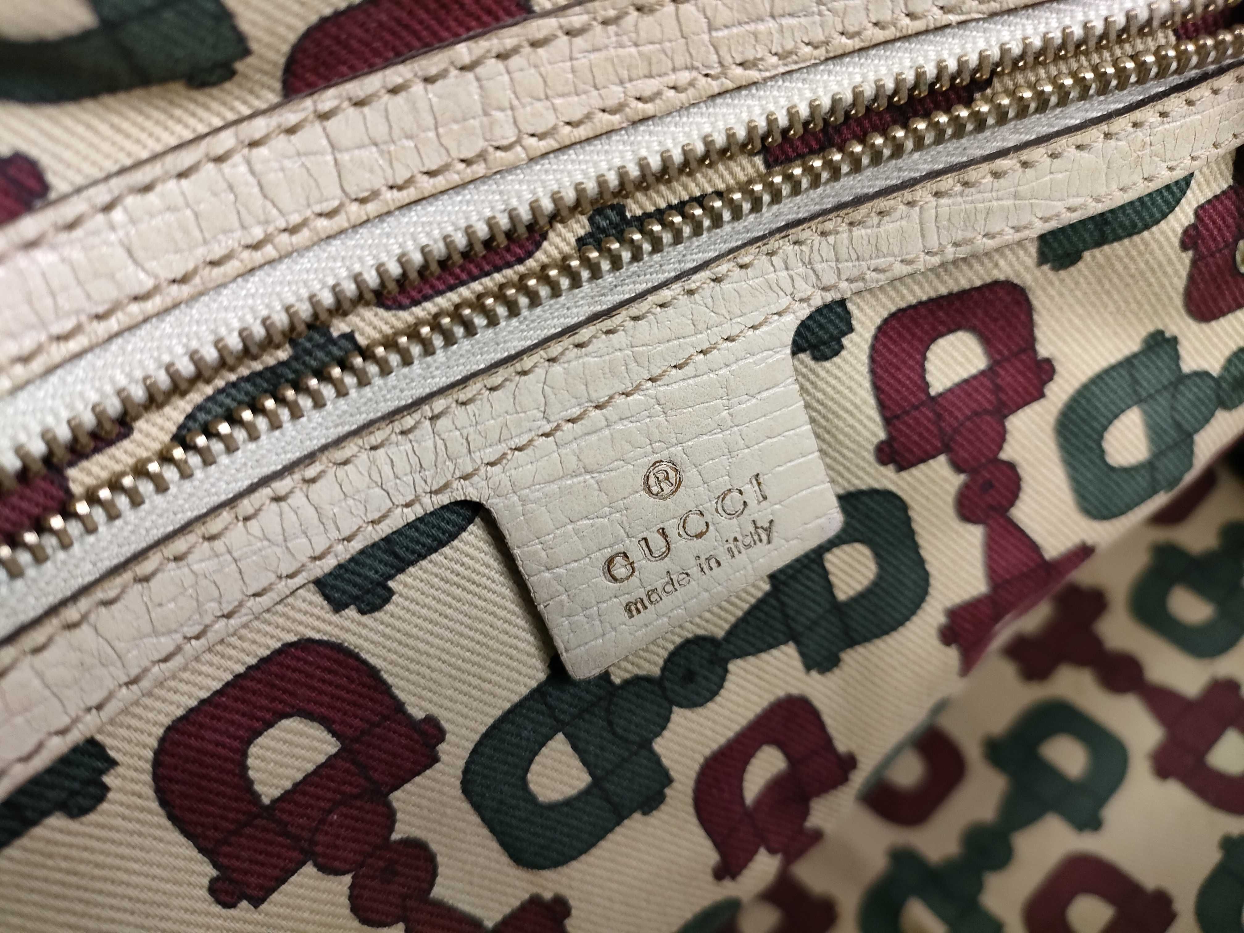GG Canvas Tote Bag, Canvas Sherry Line, White Tote Bag — view 10