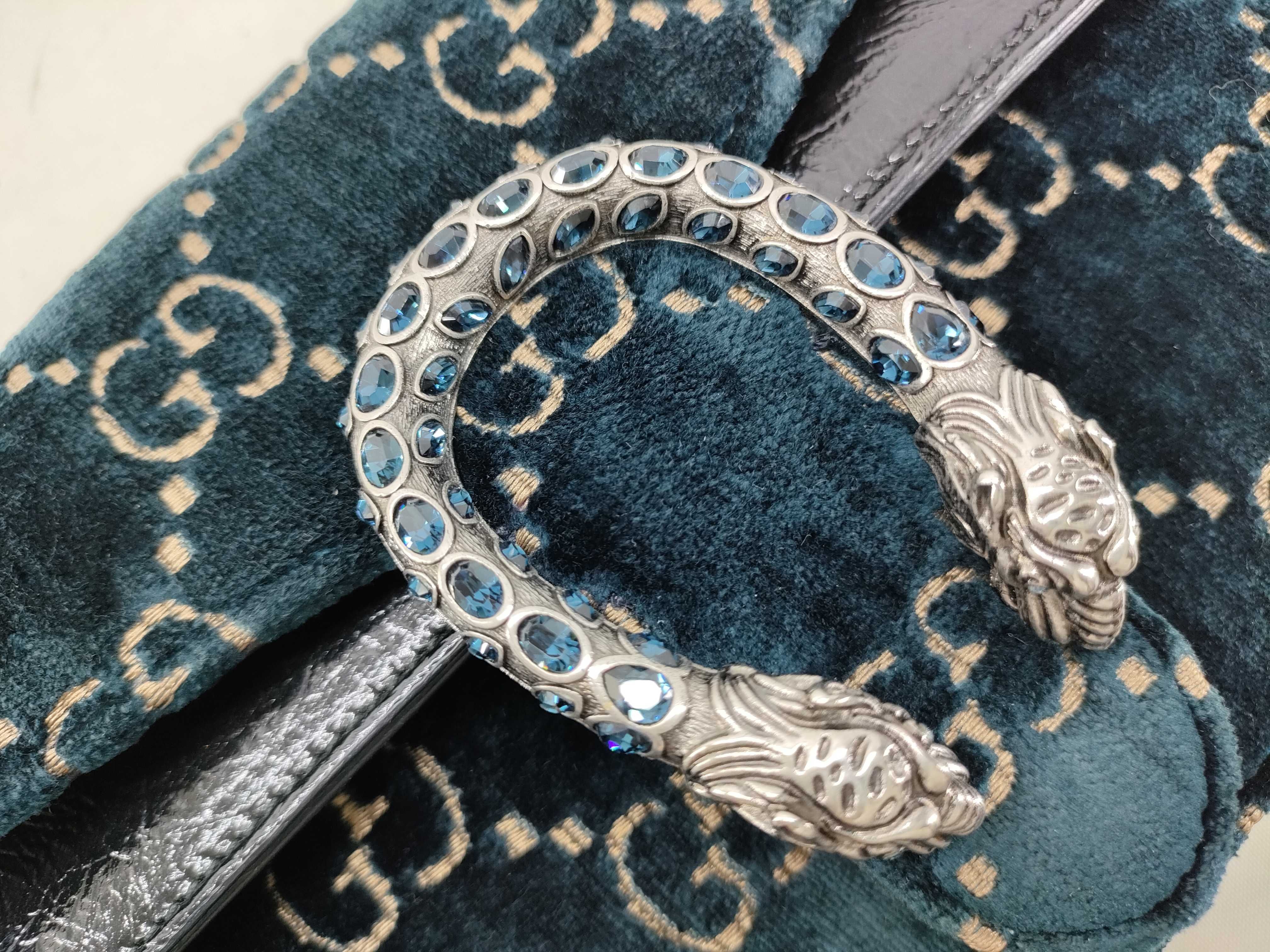 Dionysus Velour Chain Shoulder Bag, Navy x Black, 499623 (Shoulder Bag) — view 15