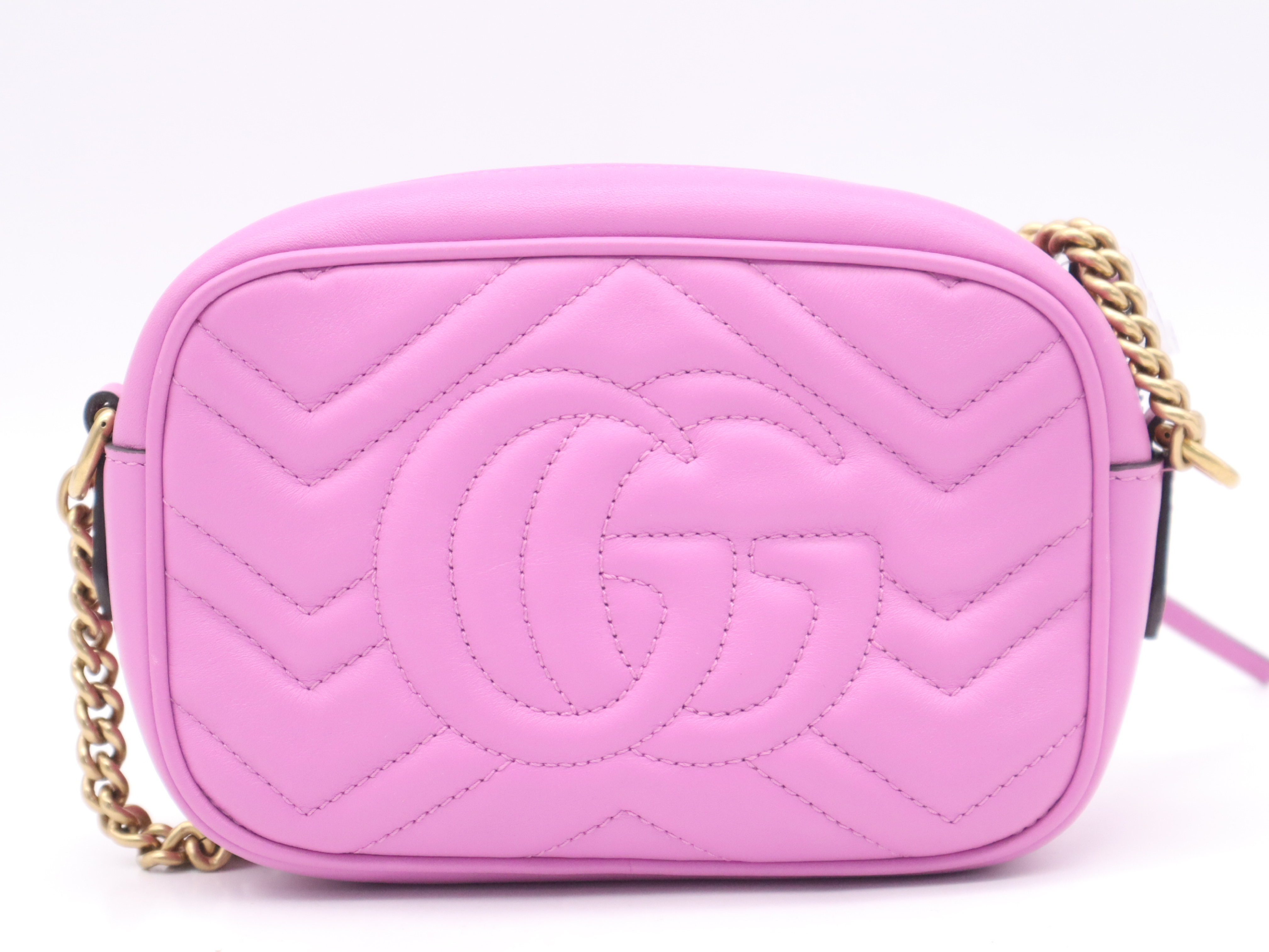 448065 GG Marmont Quilted Mini Bag Pink Shoulder Bag — view 2