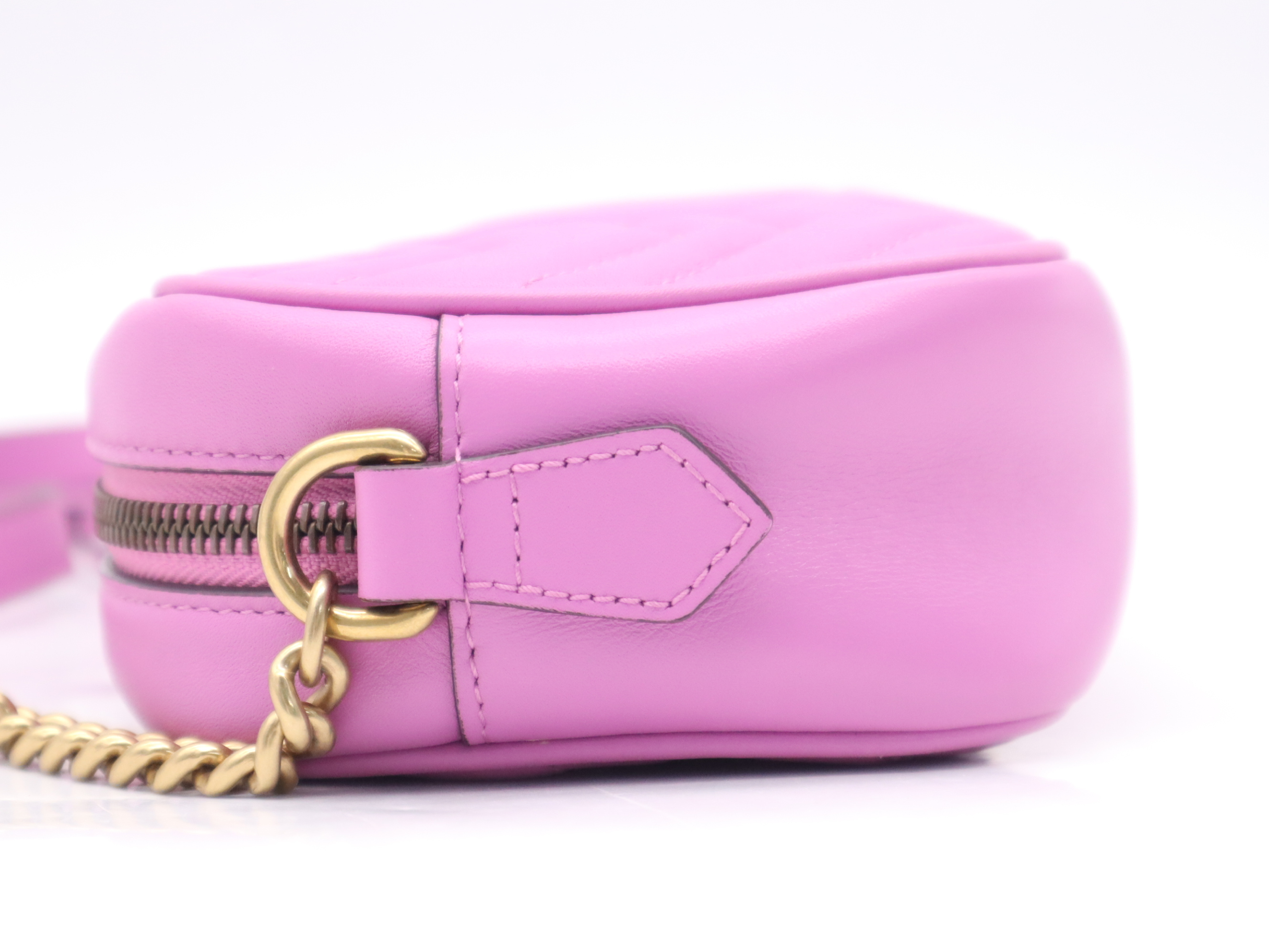 448065 GG Marmont Quilted Mini Bag Pink Shoulder Bag — view 3