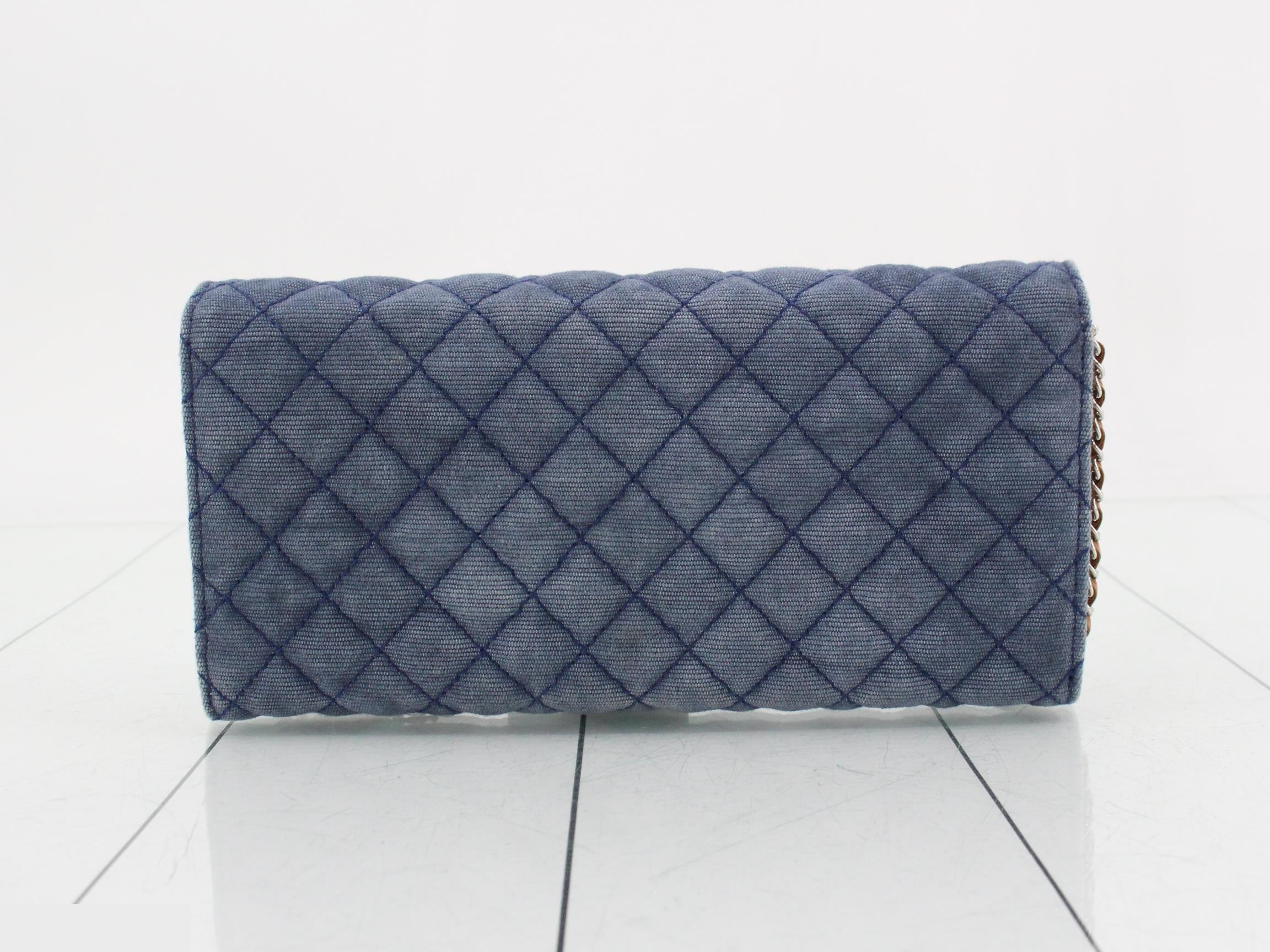 Matelassé Denim/Leather Turnlock Chain Wallet — view 2
