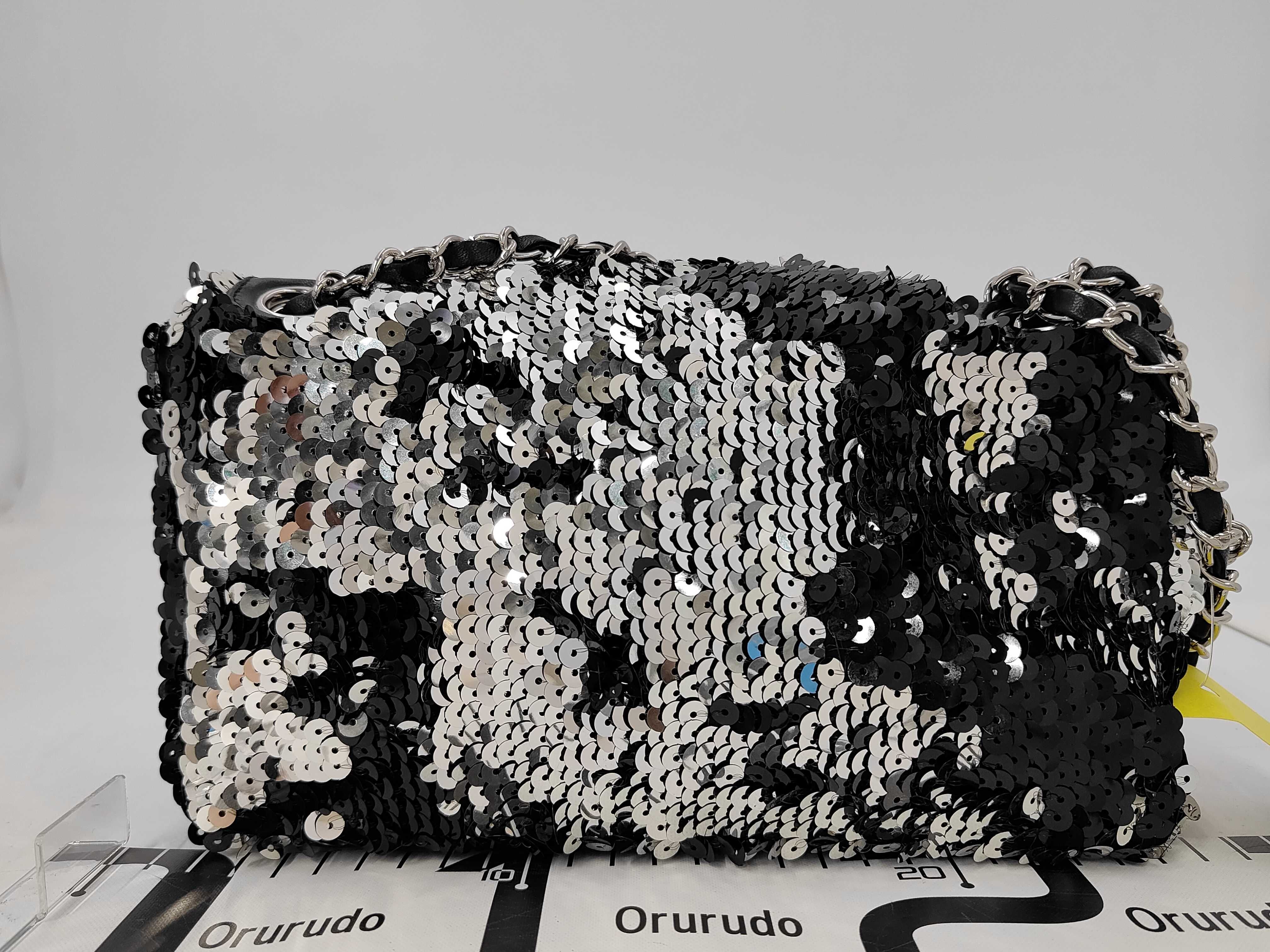 Sequin Chain Shoulder Bag (Black) — view 2
