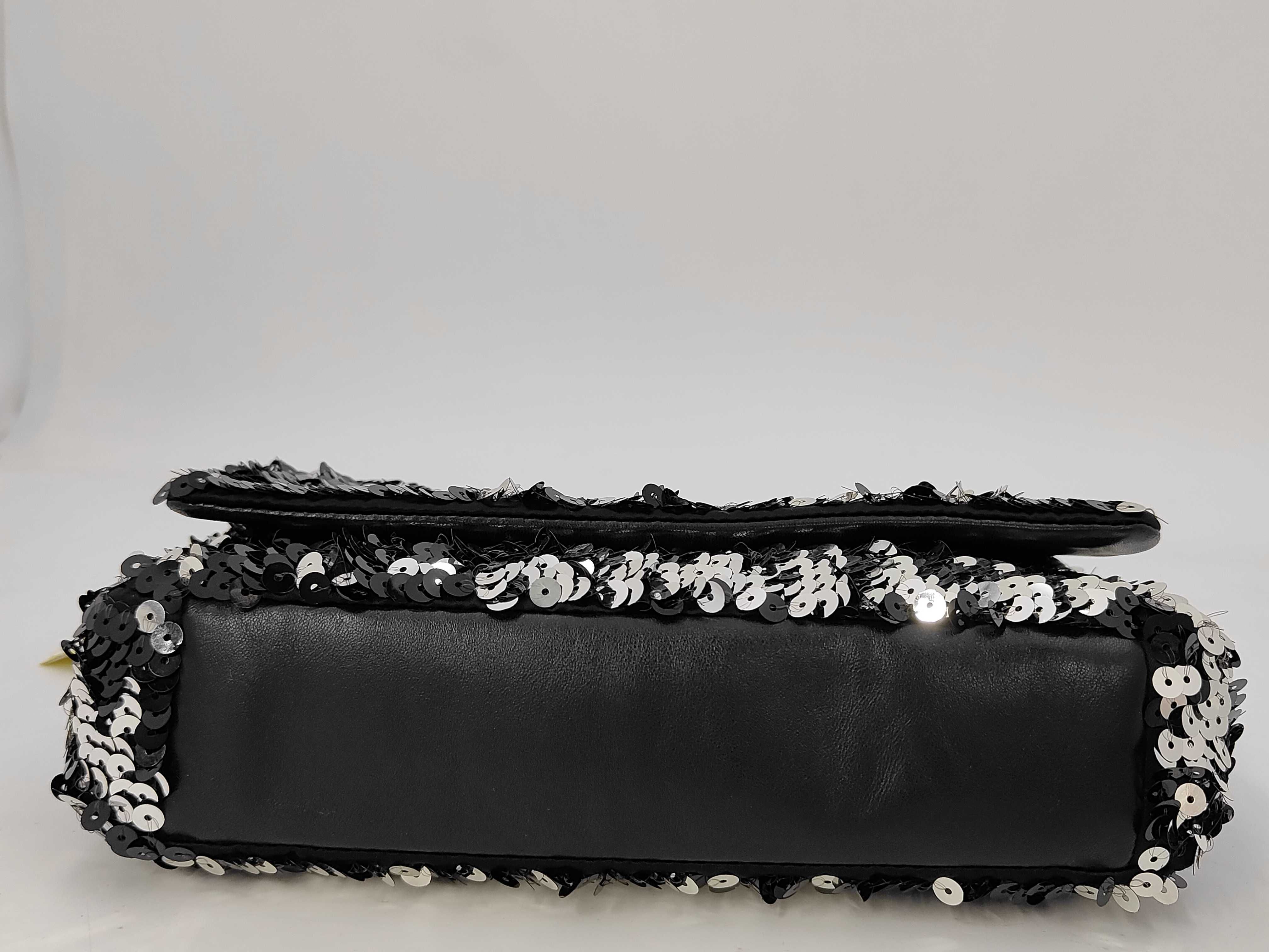 Sequin Chain Shoulder Bag (Black) — view 4