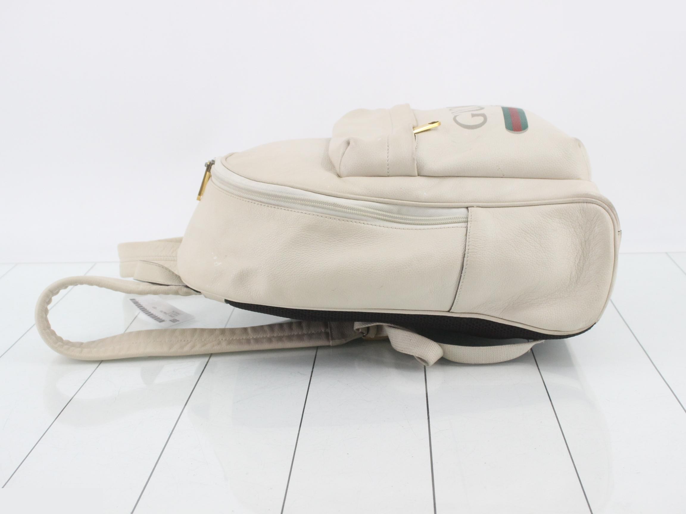 Leather Gucci print backpack — view 4