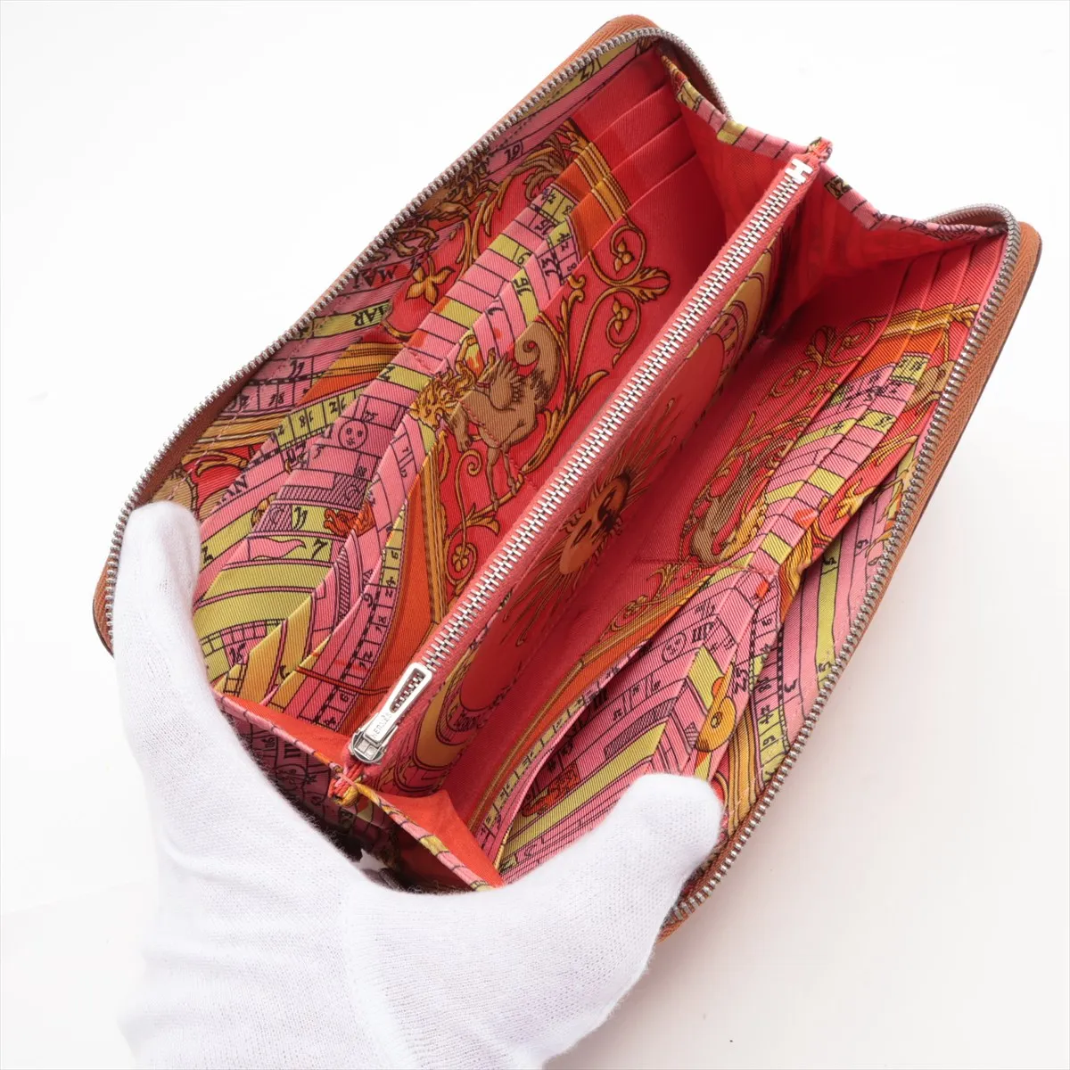 Azap Long Silk In, Veau Epsom, Round Zip Wallet, Gold, Silver Hardware, X: 2016, Handle Missing — view 3