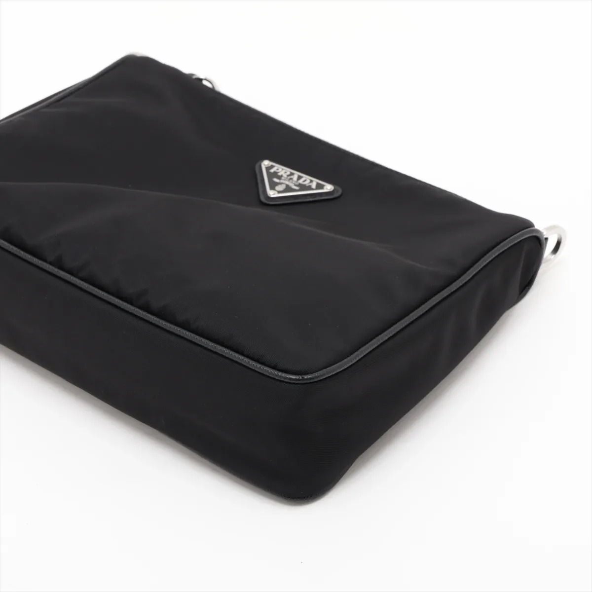 Tessuto Nylon x Leather Shoulder Bag, Black — view 3