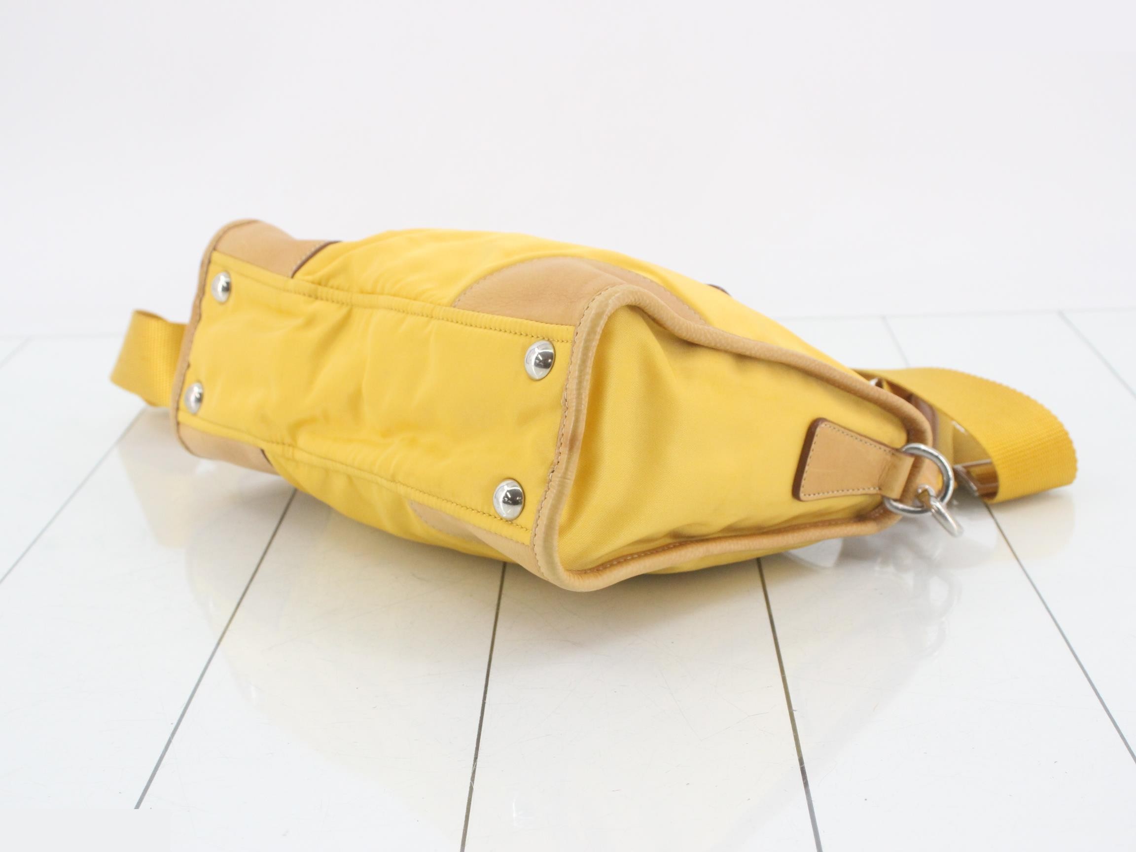 Logo Plate 2-Way Shoulder Bag, Yellow — view 6