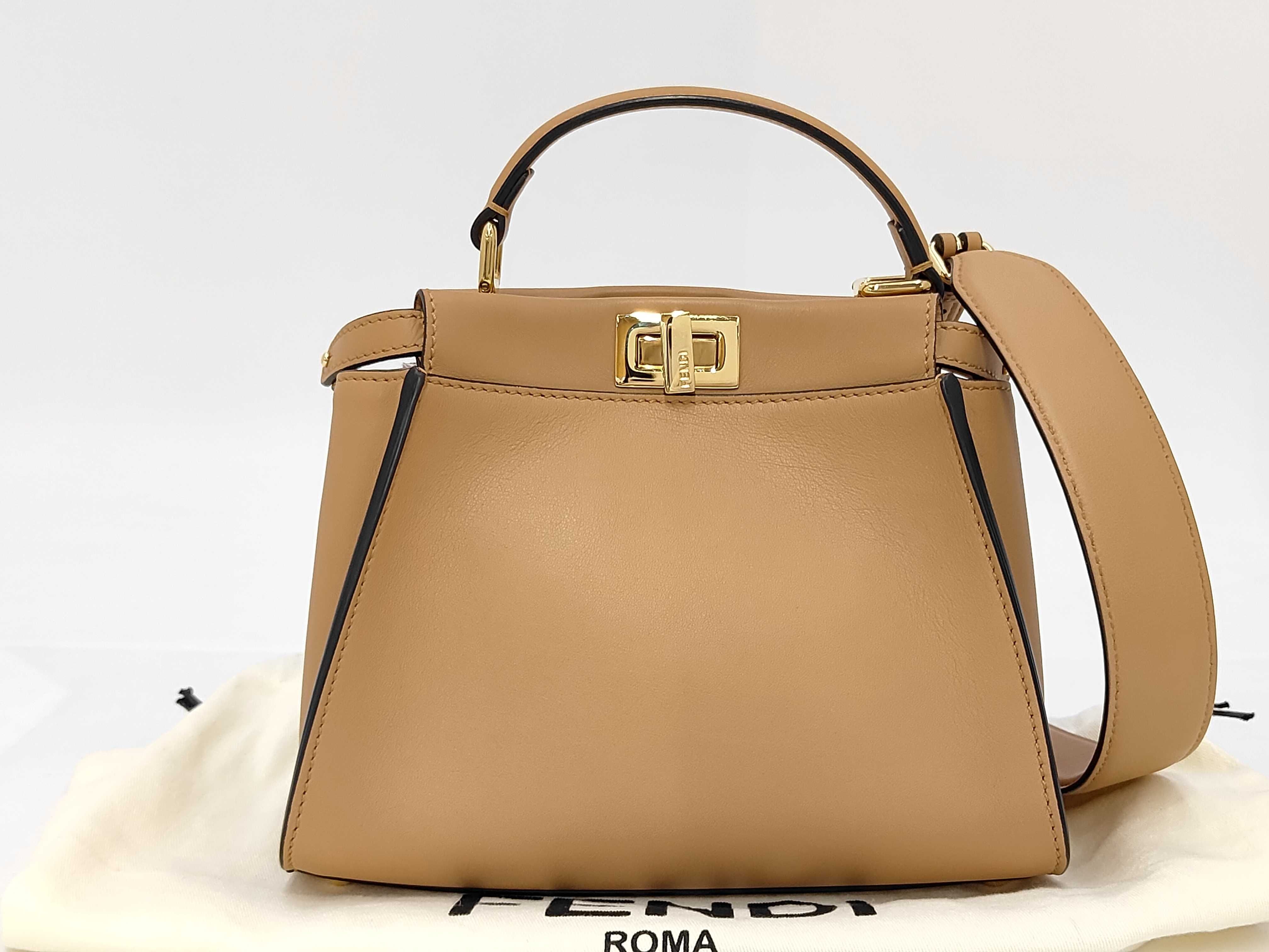 Mini Peekaboo Leather 2-Way Handbag 8BN244 Brown Handbag