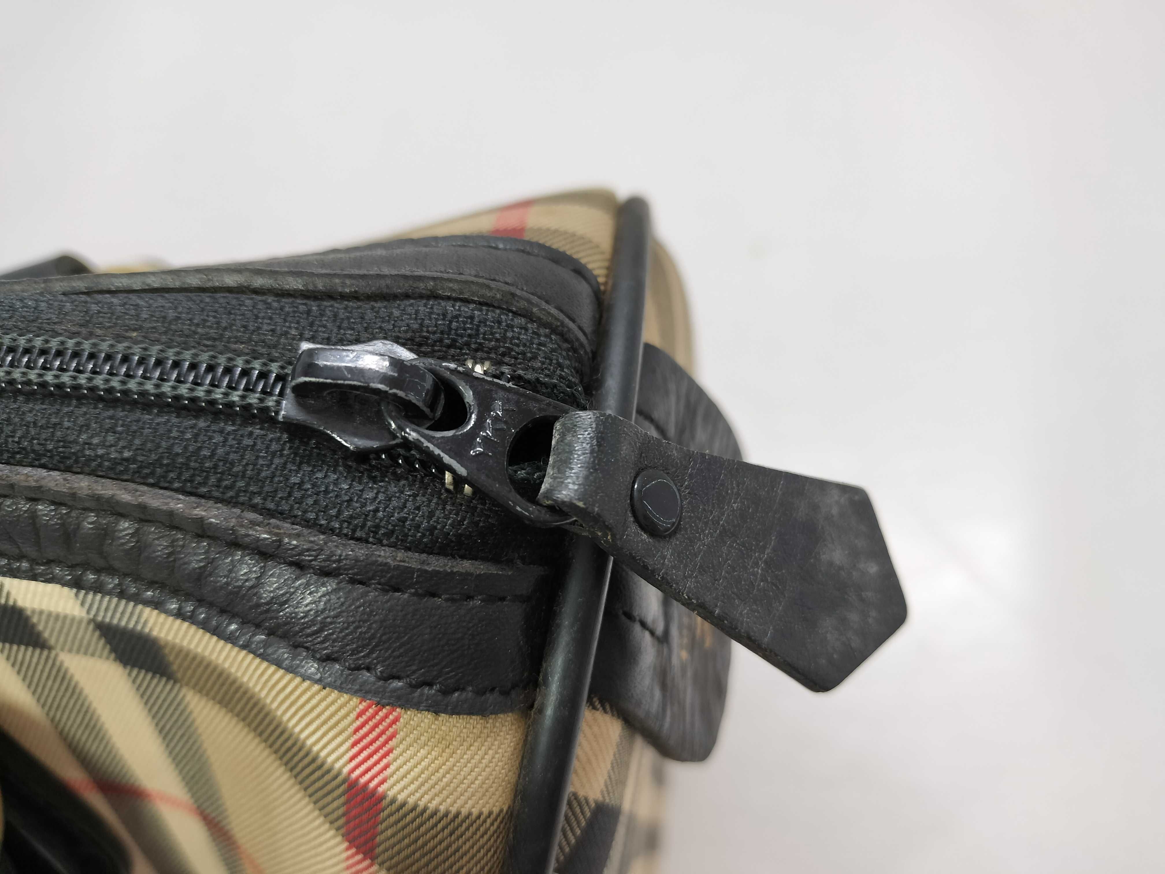 handbag, mini Boston bag, Nova Check Shadow Horse pattern, canvas and leather, beige. — view 11