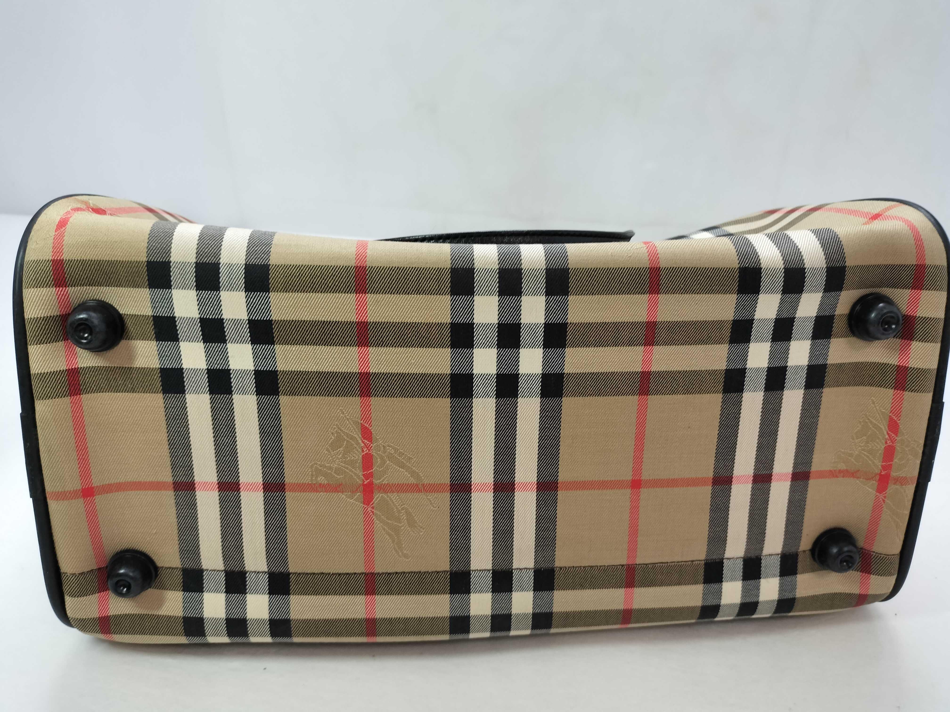 handbag, mini Boston bag, Nova Check Shadow Horse pattern, canvas and leather, beige. — view 13