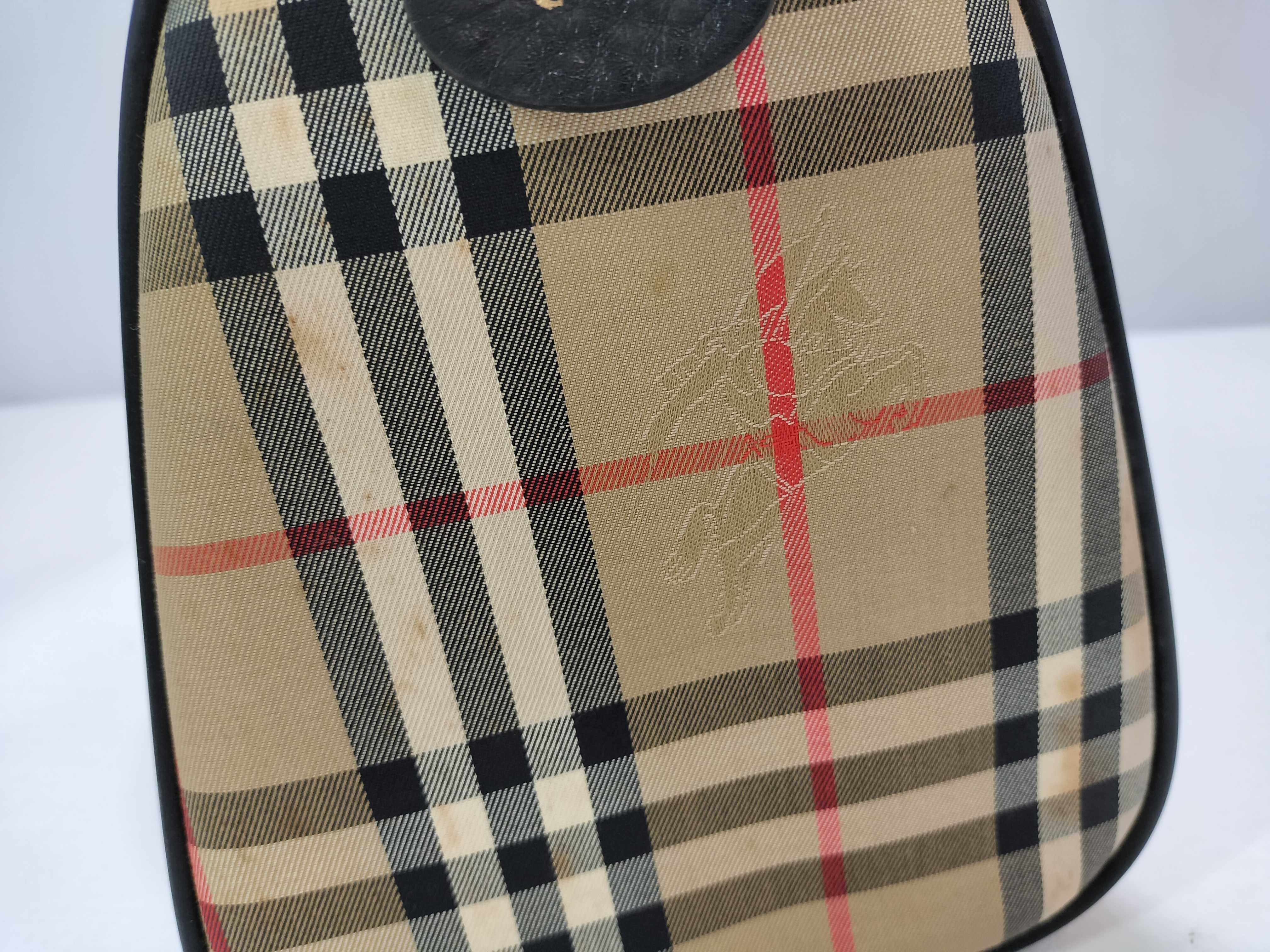handbag, mini Boston bag, Nova Check Shadow Horse pattern, canvas and leather, beige. — view 14