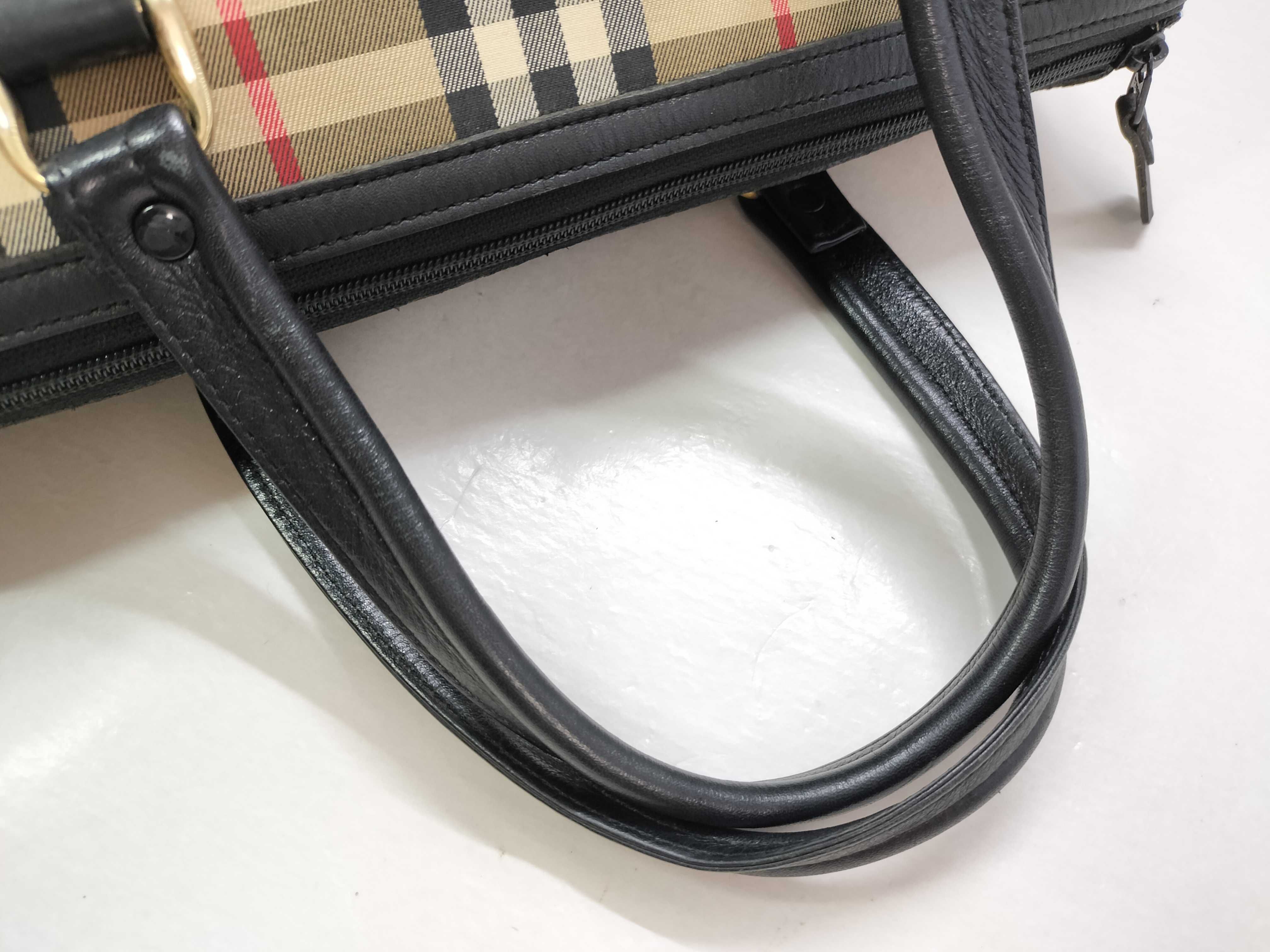 handbag, mini Boston bag, Nova Check Shadow Horse pattern, canvas and leather, beige. — view 3