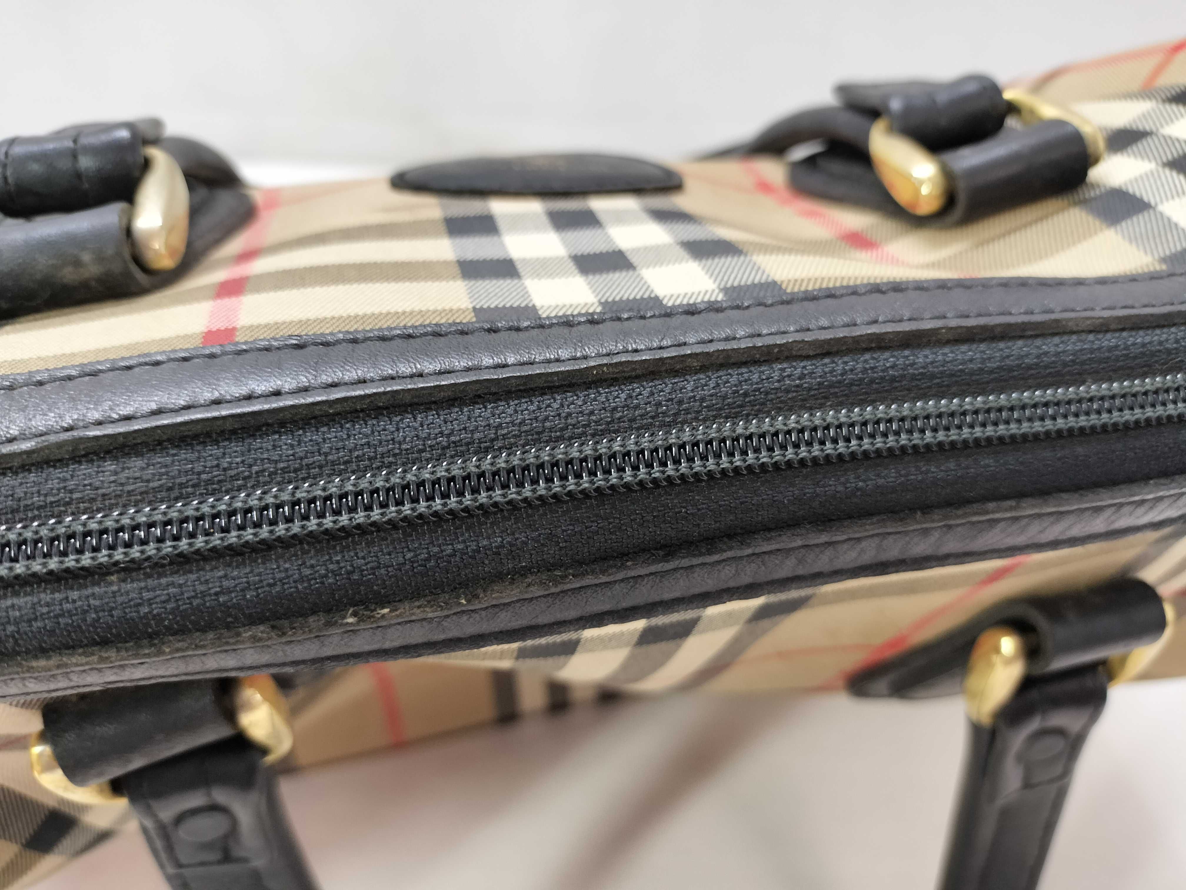 handbag, mini Boston bag, Nova Check Shadow Horse pattern, canvas and leather, beige. — view 5