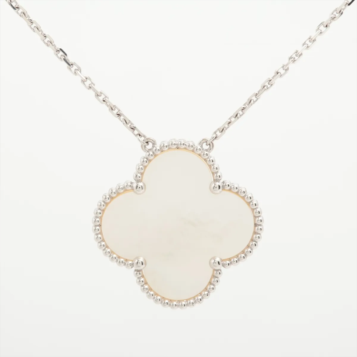Magic Alhambra Shell Necklace, 750 (WG), 10.7g, JA768897. Features: Loose clasp, — view 2