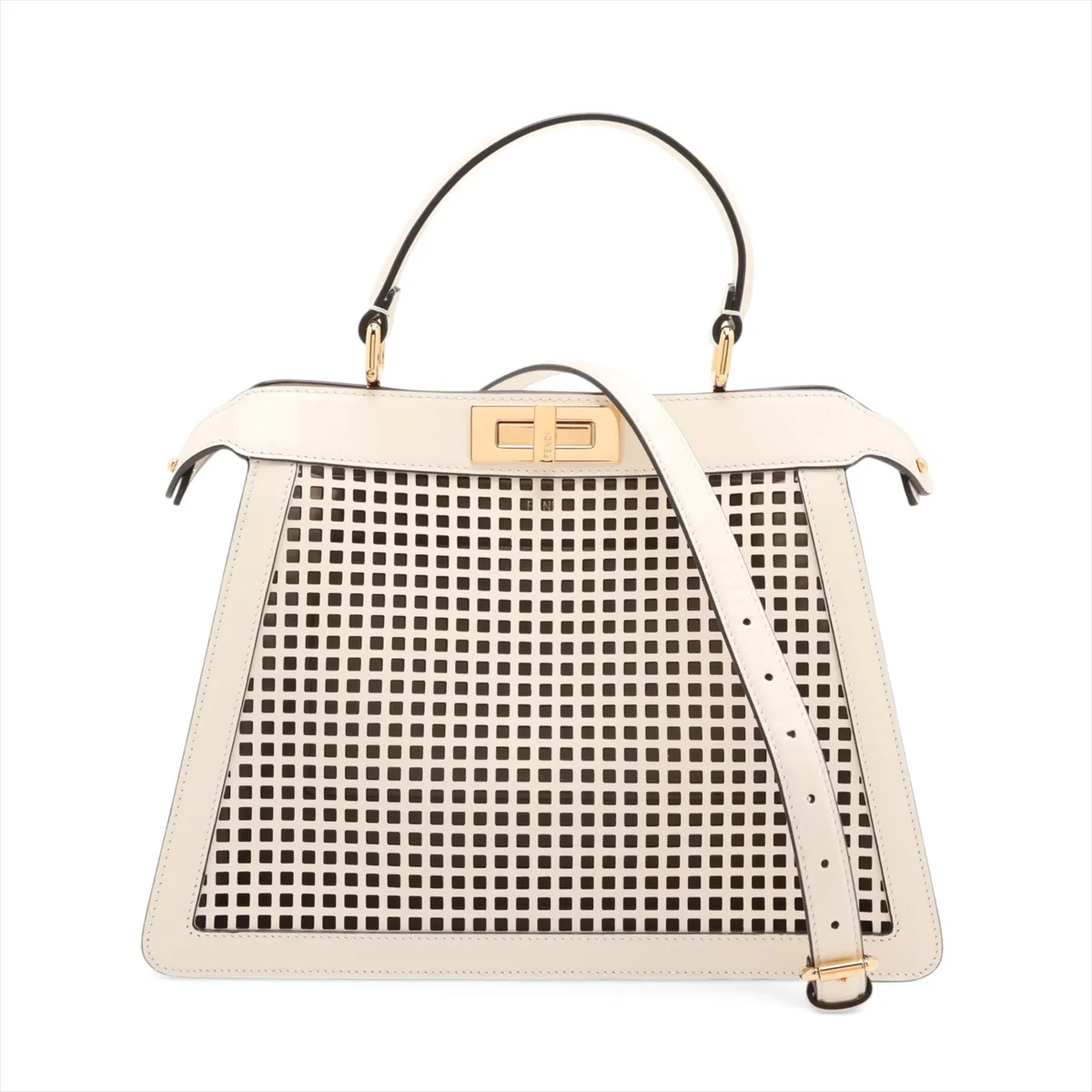 Peekaboo I.U Medium Leather 2-Way Handbag, Ivory 8BN321