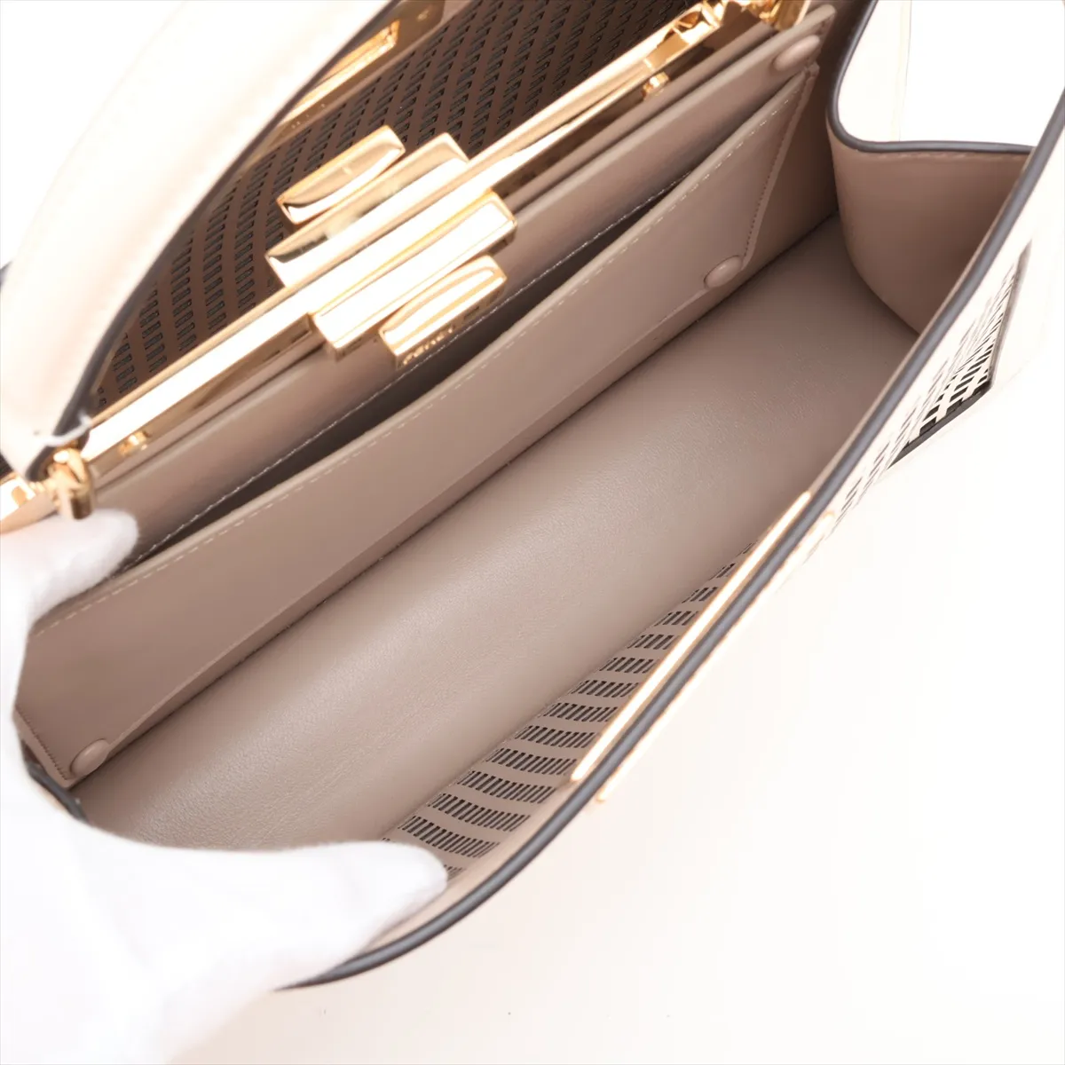 Peekaboo I.U Medium Leather 2-Way Handbag, Ivory 8BN321 — view 8