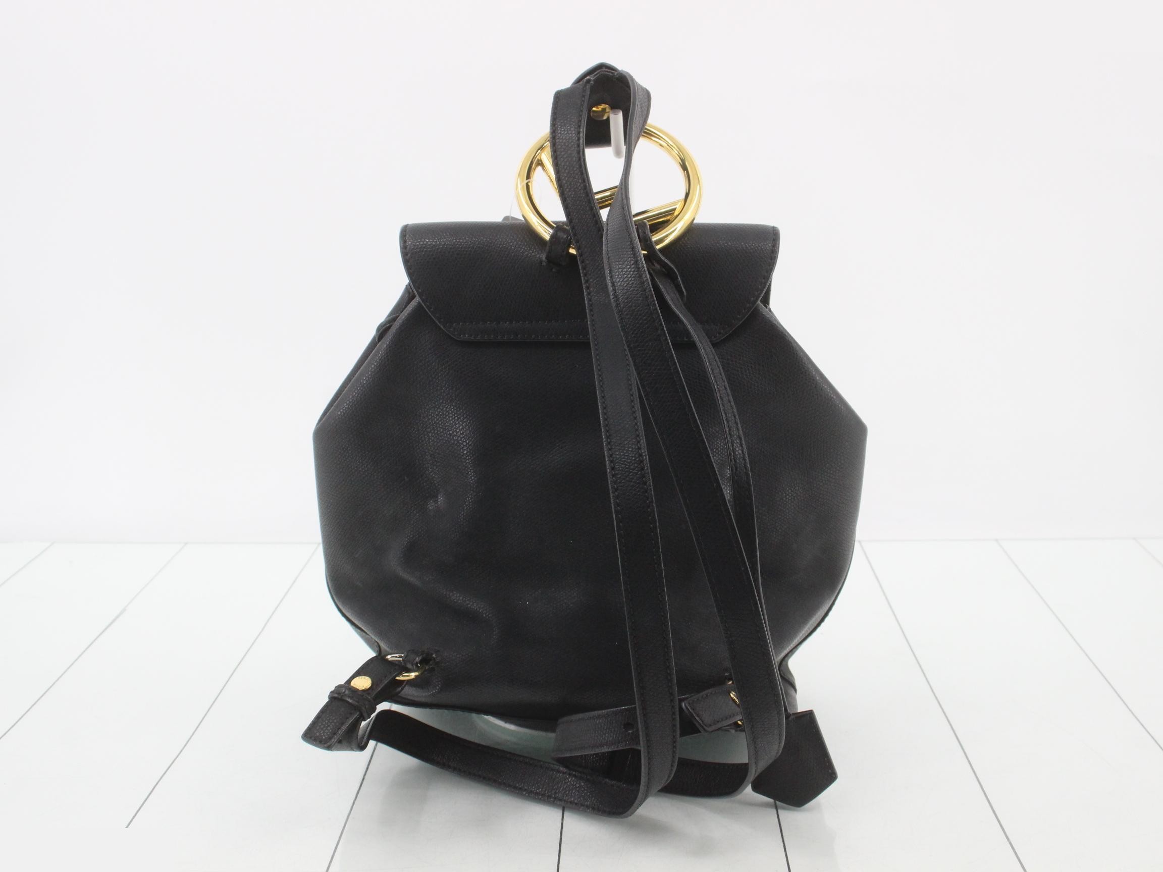 Leather backpack, black — view 2