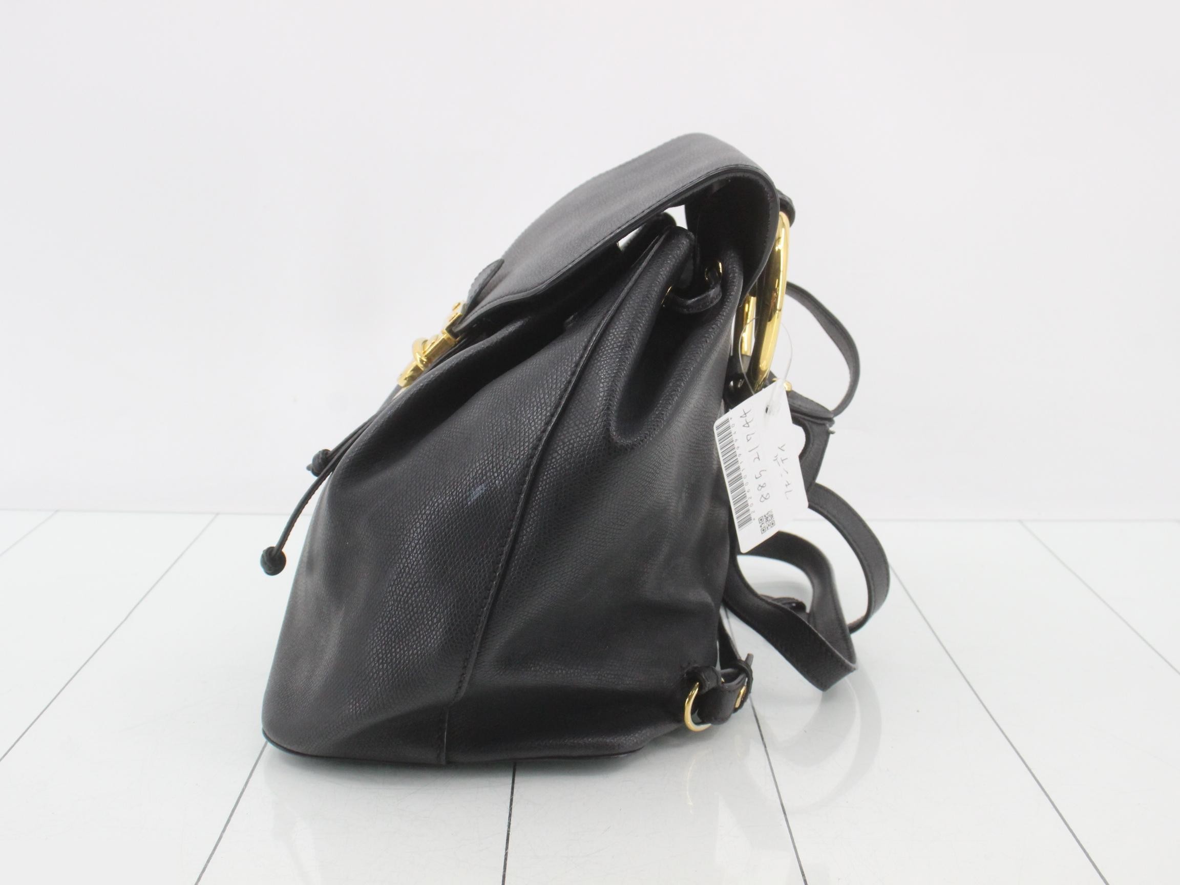 Leather backpack, black — view 3