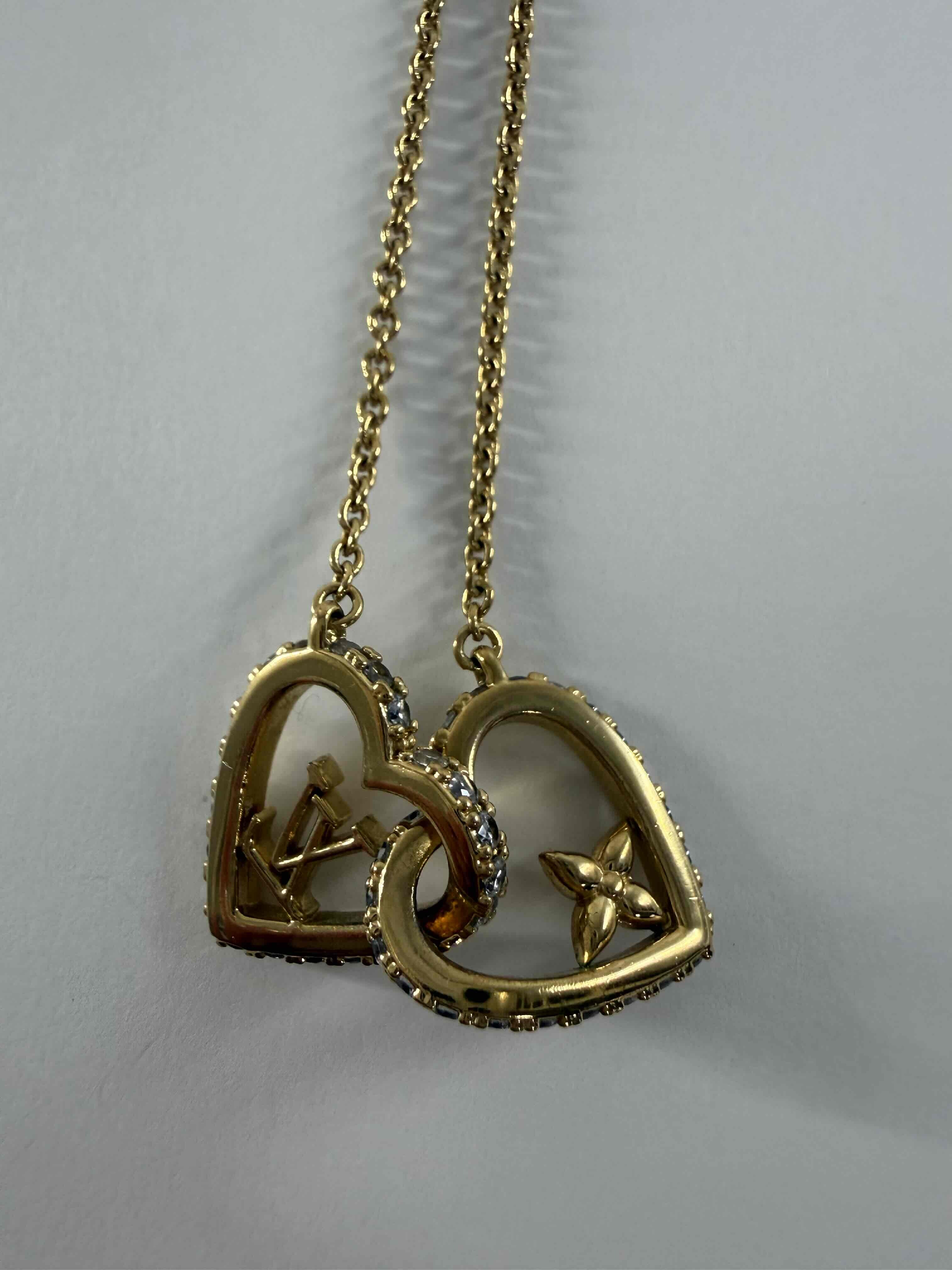 M01733 Heart Gold Rhinestone Necklace — view 2