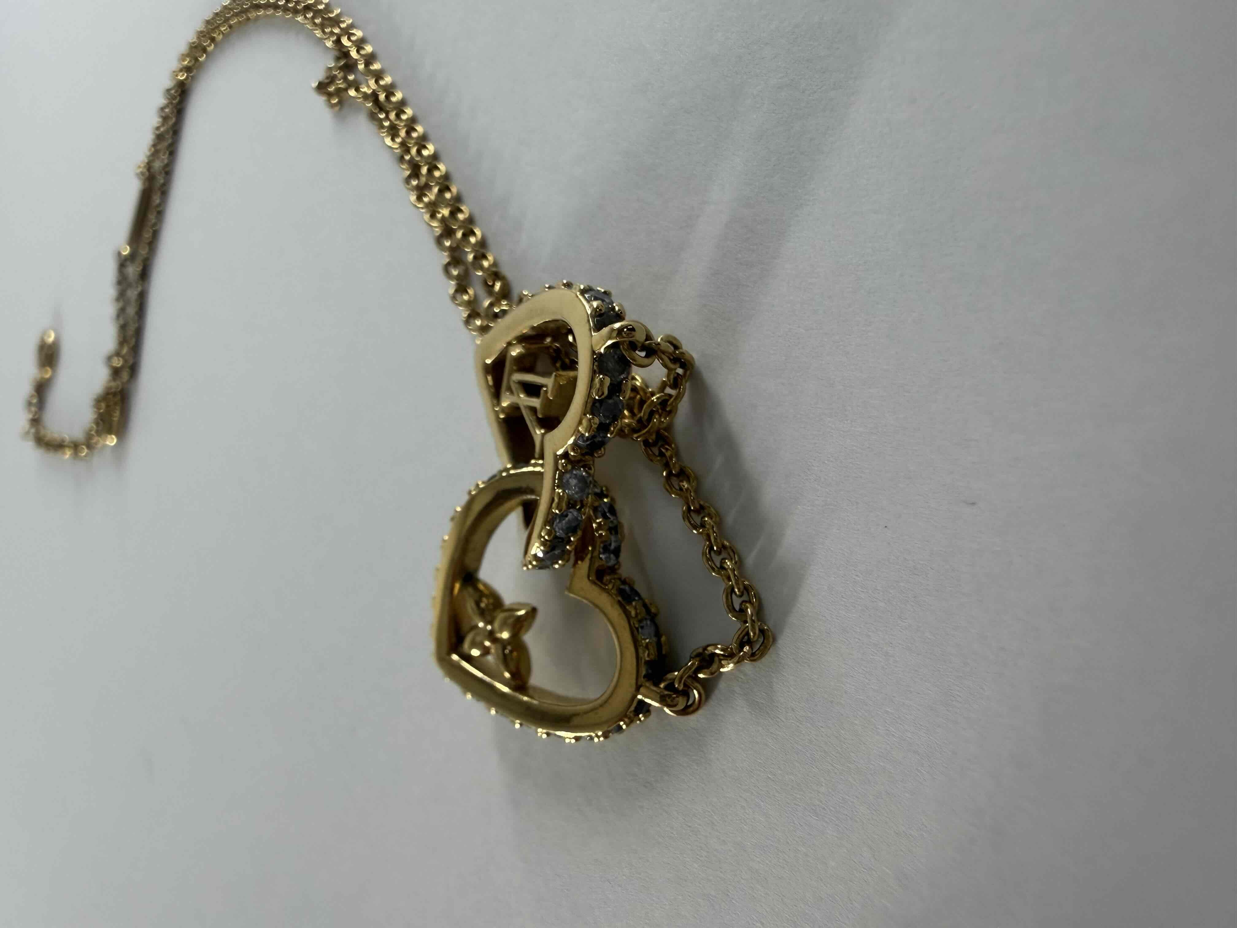 M01733 Heart Gold Rhinestone Necklace — view 6