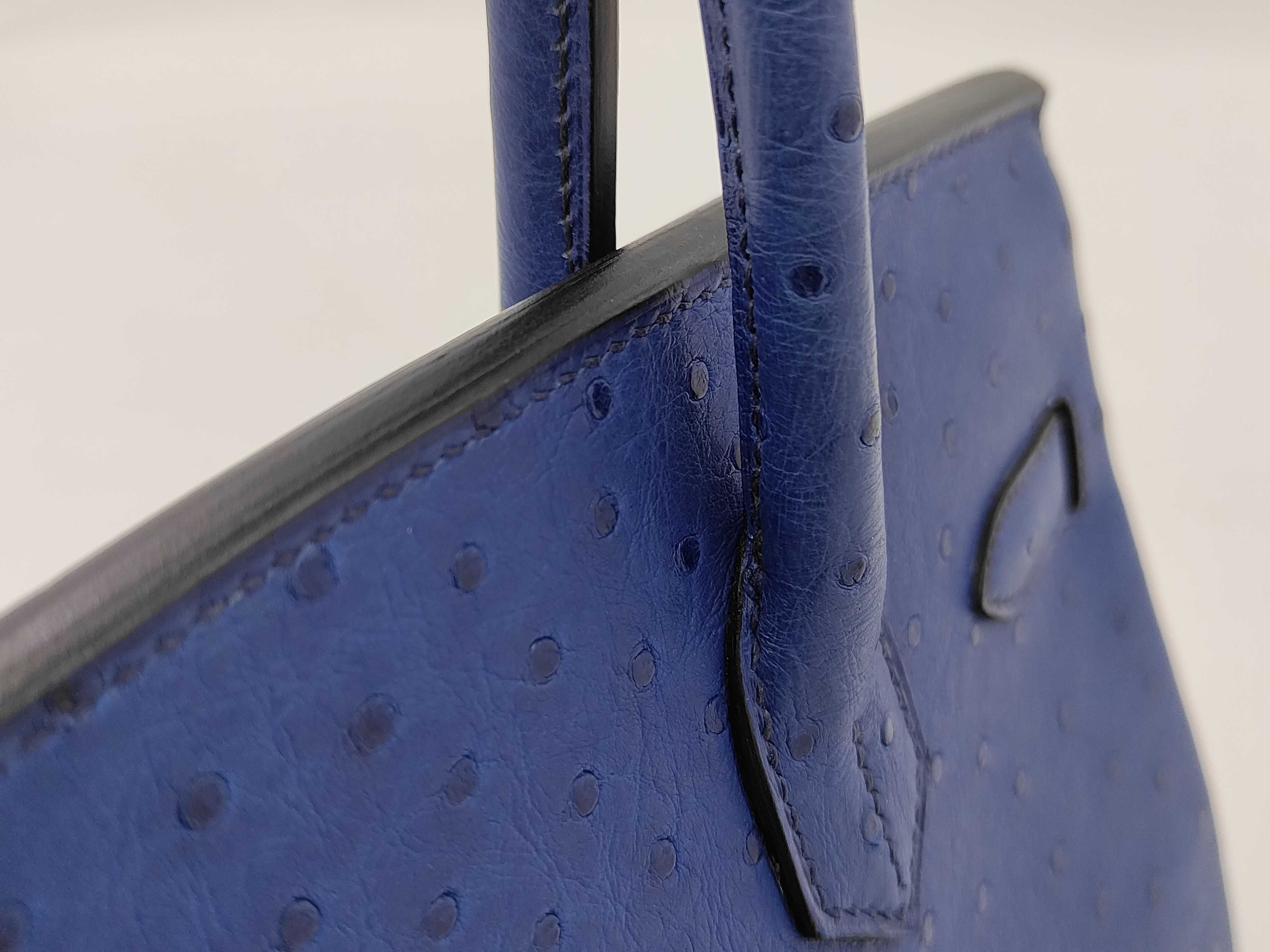 Birkin 30 Ostrich Leather Handbag with Stamped Design, Padlock, Clochette, and Key — view 3