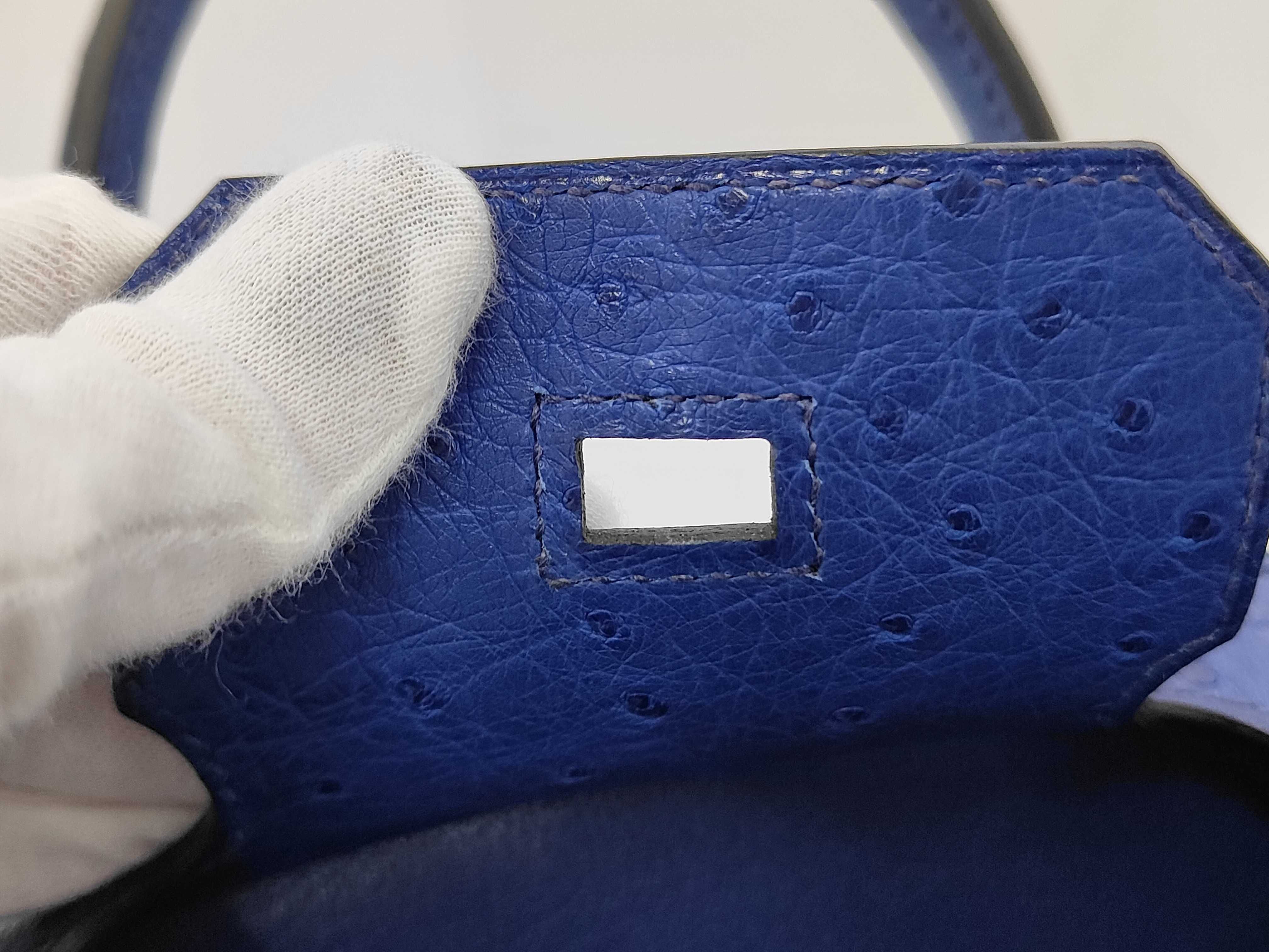 Birkin 30 Ostrich Leather Handbag with Stamped Design, Padlock, Clochette, and Key — view 9