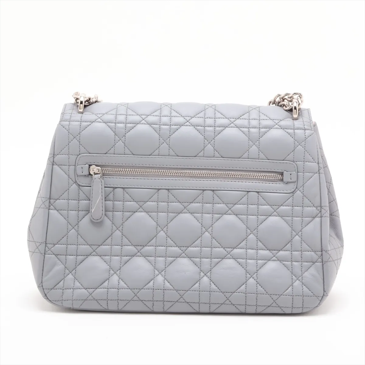 Cannage New Rock Leather Chain Shoulder Bag, Gray — view 2