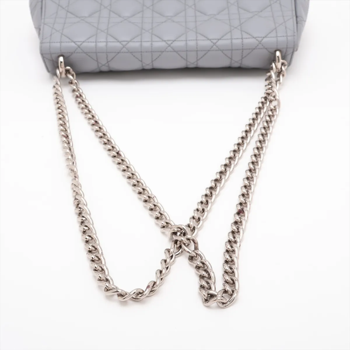 Cannage New Rock Leather Chain Shoulder Bag, Gray — view 5