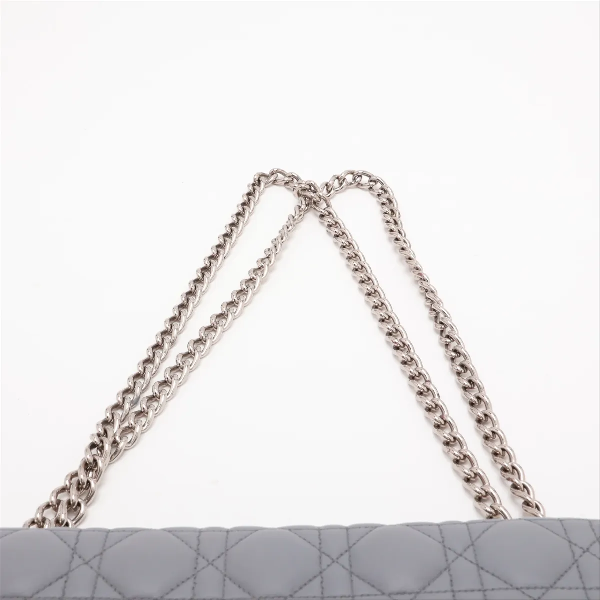 Cannage New Rock Leather Chain Shoulder Bag, Gray — view 6