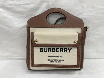 Mini pocket shoulder bag, beige/brown