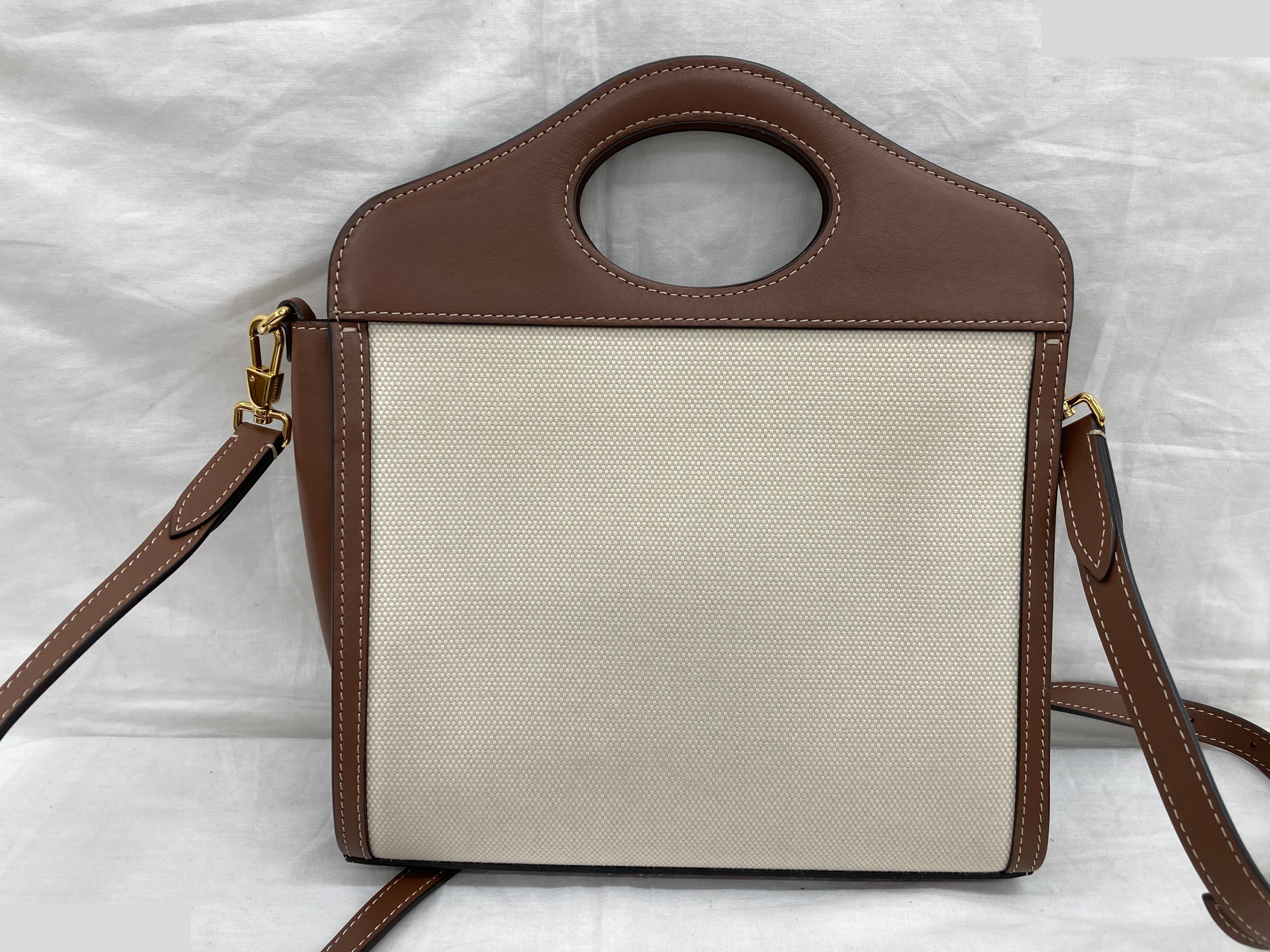 Mini pocket shoulder bag, beige/brown — view 2