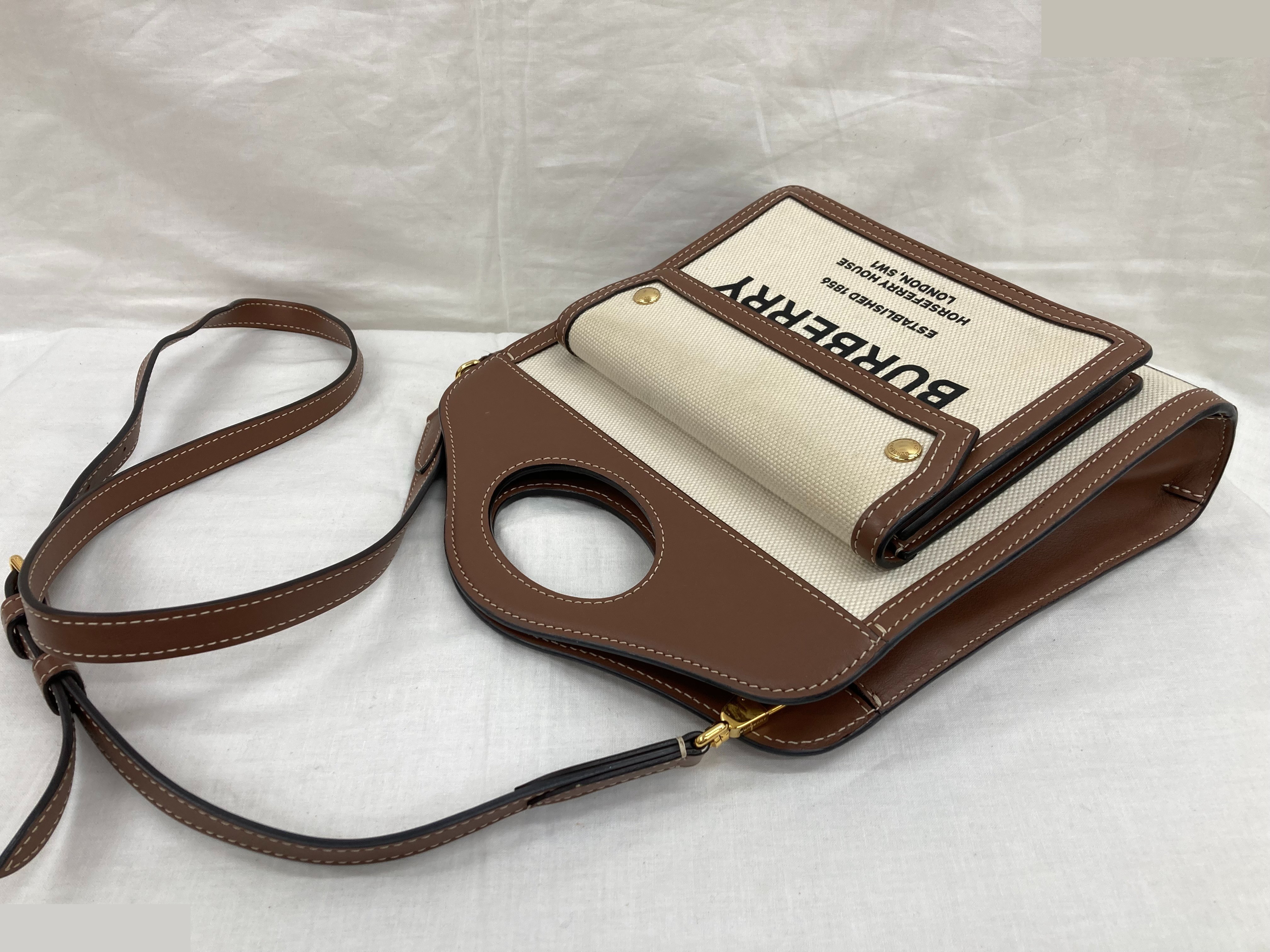Mini pocket shoulder bag, beige/brown — view 3