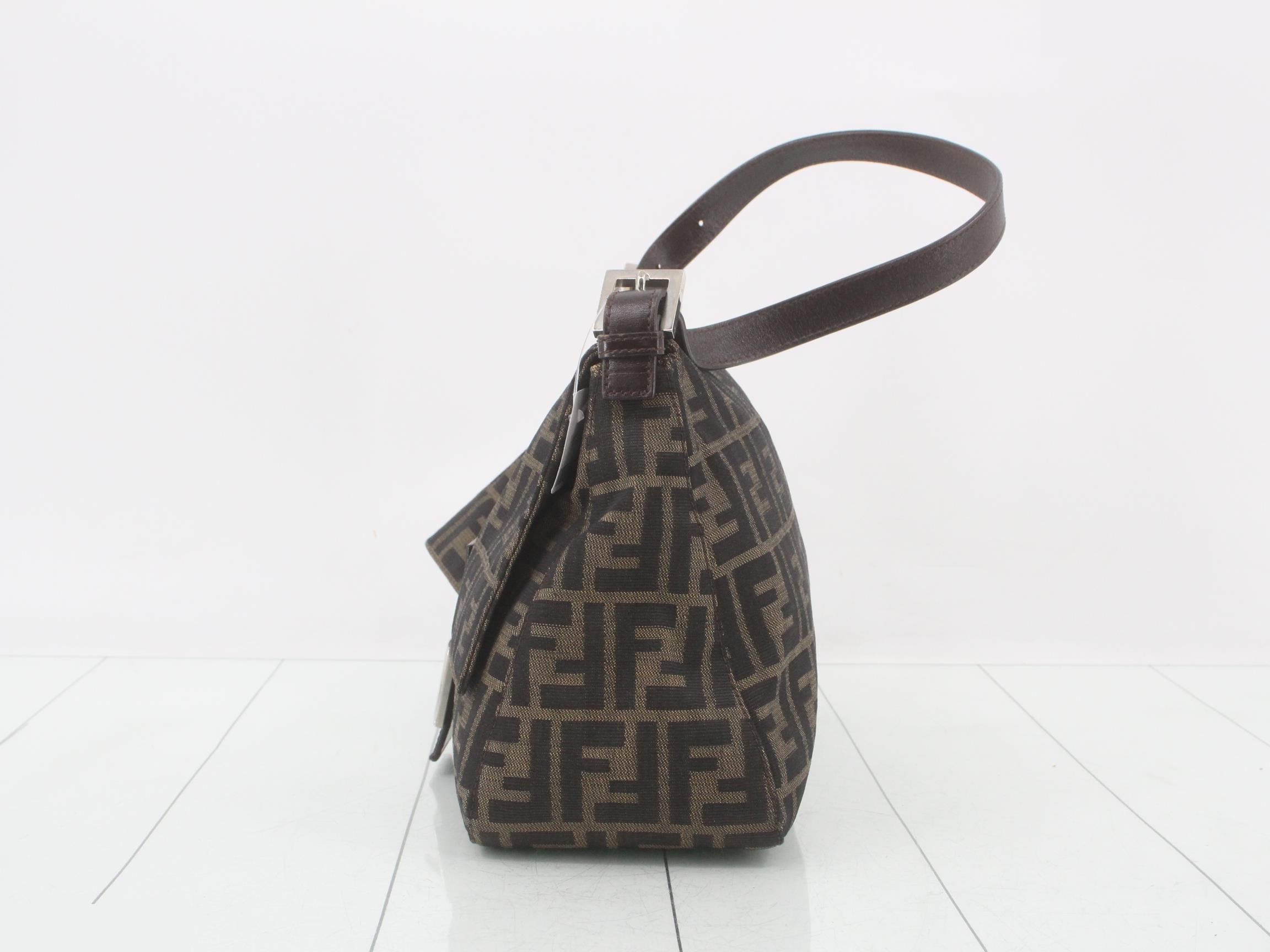 ZUCCA Mamma Bucket Shoulder Bag, Canvas/Leather, Brown — view 3