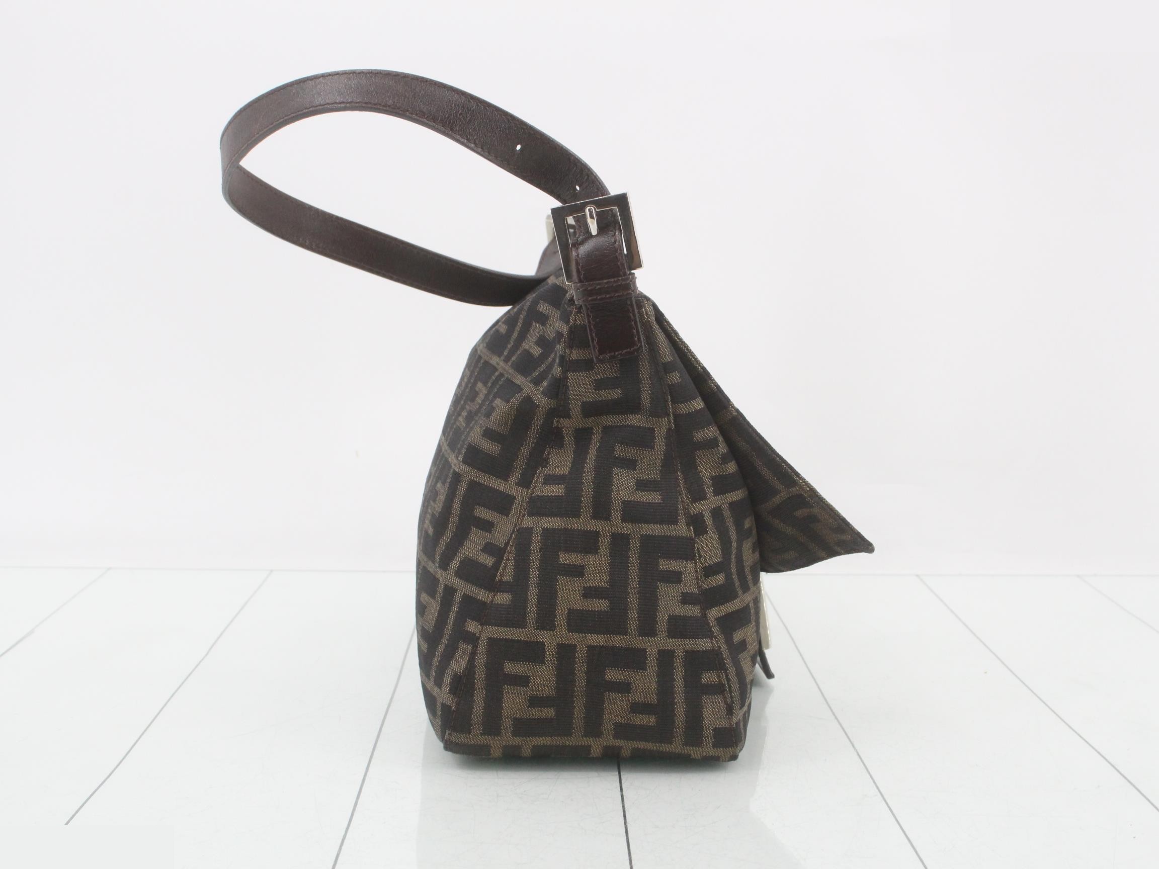 ZUCCA Mamma Bucket Shoulder Bag, Canvas/Leather, Brown — view 4