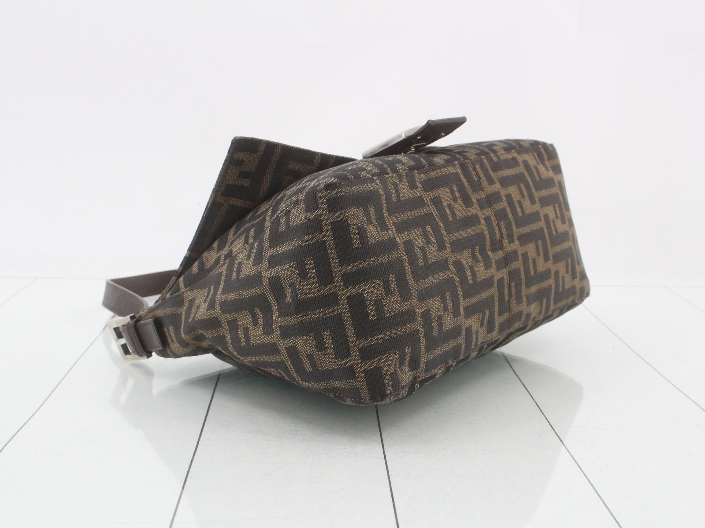 ZUCCA Mamma Bucket Shoulder Bag, Canvas/Leather, Brown — view 5