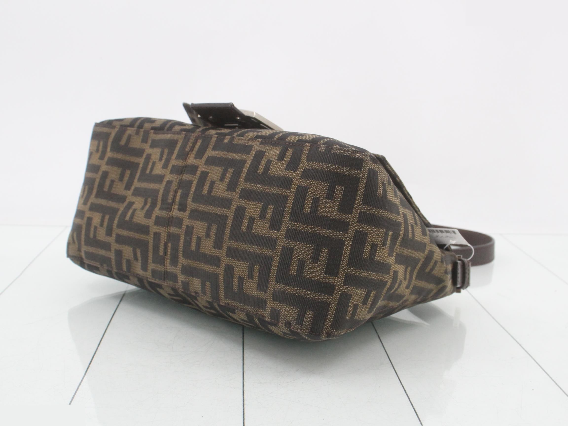 ZUCCA Mamma Bucket Shoulder Bag, Canvas/Leather, Brown — view 6