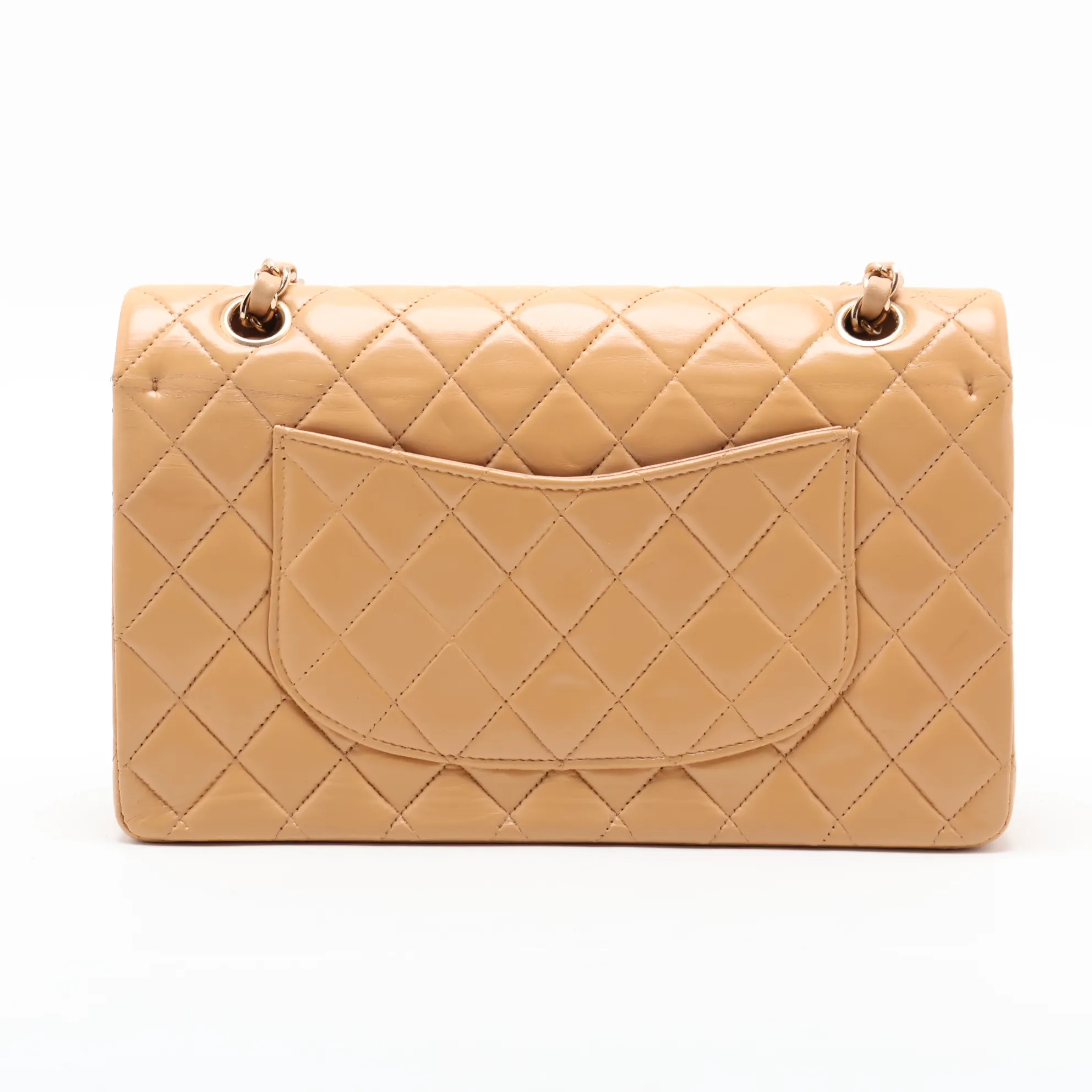 Matelassé 25 Leather Double Flap Double Chain Bag, Beige, Gold Hardware, 7272451, Series 7, A01112 — view 2