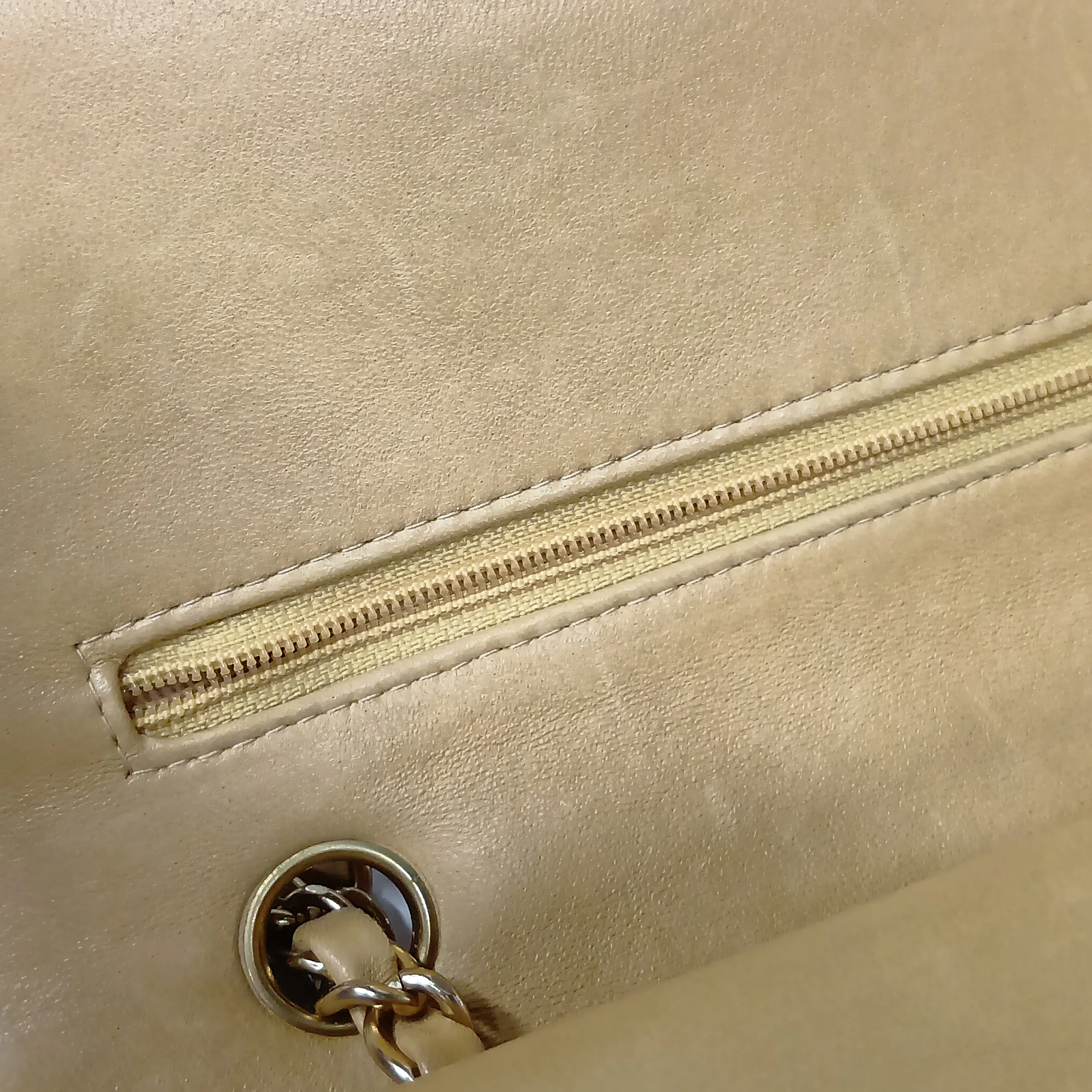 Matelassé 25 Leather Double Flap Double Chain Bag, Beige, Gold Hardware, 7272451, Series 7, A01112 — view 15