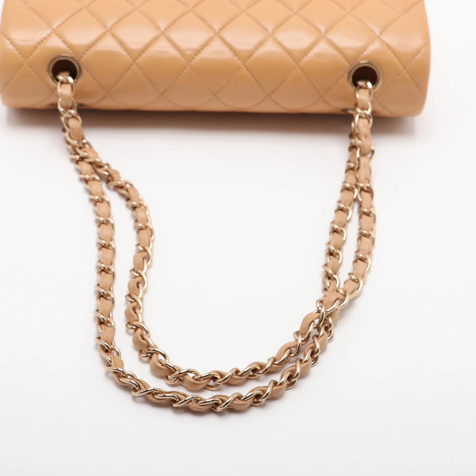Matelassé 25 Leather Double Flap Double Chain Bag, Beige, Gold Hardware, 7272451, Series 7, A01112 — view 5