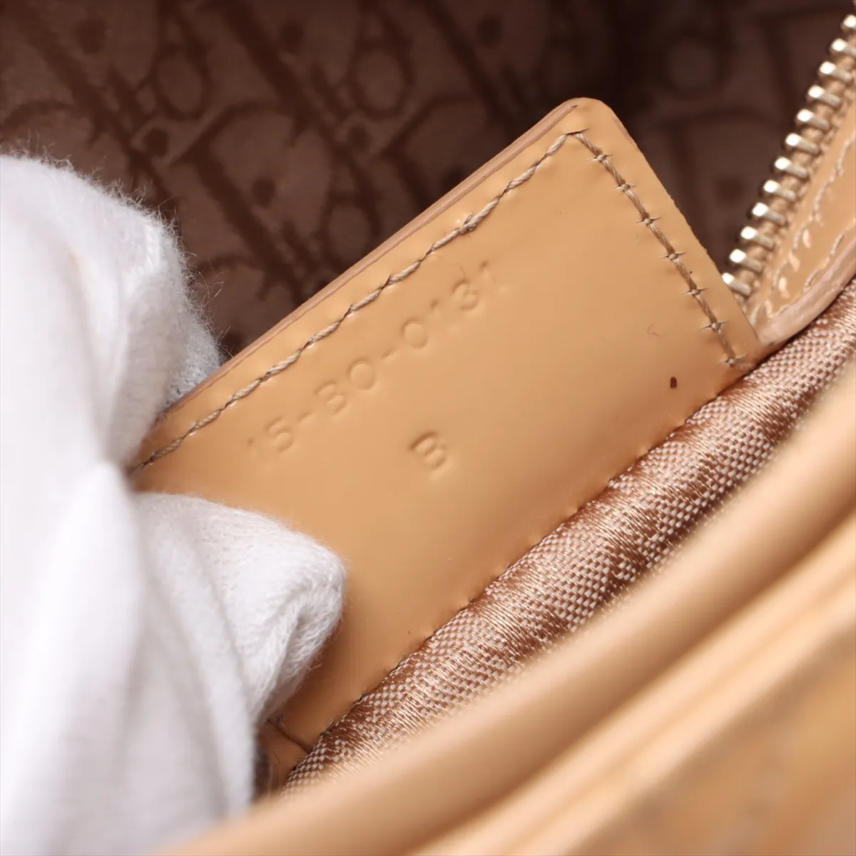 Lady Dior Cannage Large Patent Leather 2WAY Handbag Beige B Mark — view 11