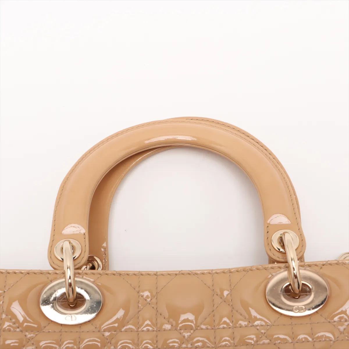 Lady Dior Cannage Large Patent Leather 2WAY Handbag Beige B Mark — view 6