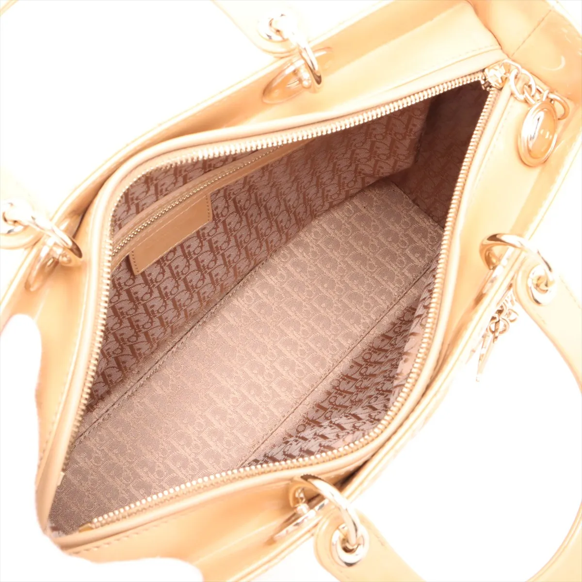Lady Dior Cannage Large Patent Leather 2WAY Handbag Beige B Mark — view 8